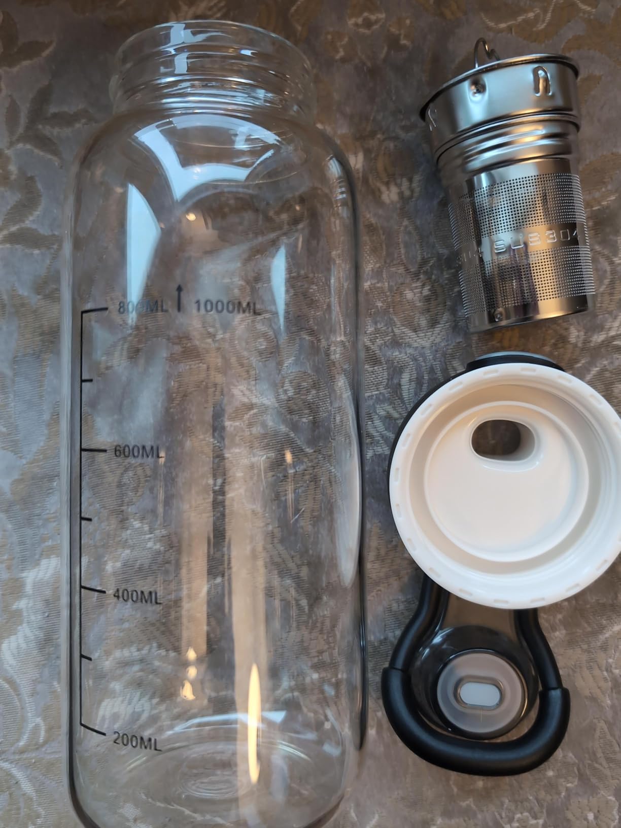 Snminetal 34oz Glass Water Bottle with Capacity Mark & Sleeve, BPA-Free Tea Bottle with Infuser for Hot & Cold Drinks, Tea, Coffee and Water for Gym, Home & Office customer photo 2