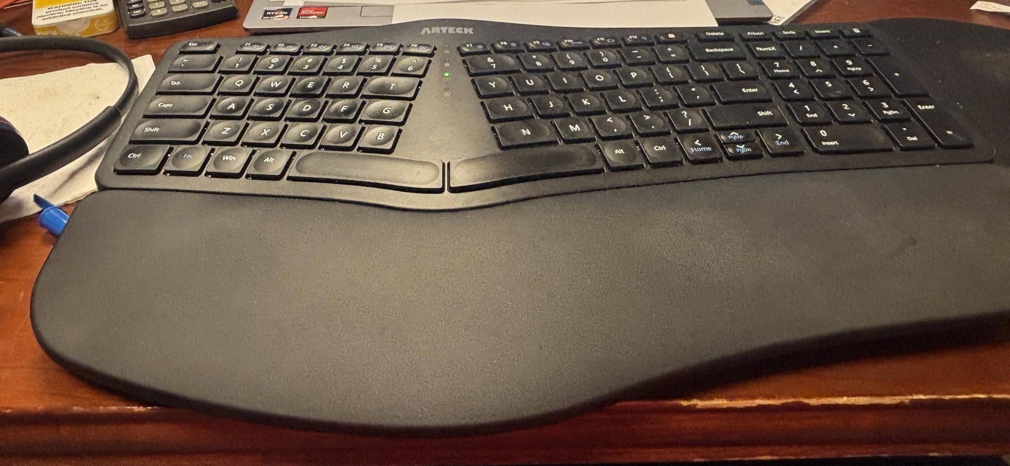 Arteck Ergonomic Keyboard with Cushioned Wrist Palm Rest, Multi-Device Wireless Bluetooth with USB-A USB-C Receiver Comfortable Ergonomic Split Keyboard, for Windows Computer Laptop PC Tablet customer photo 1