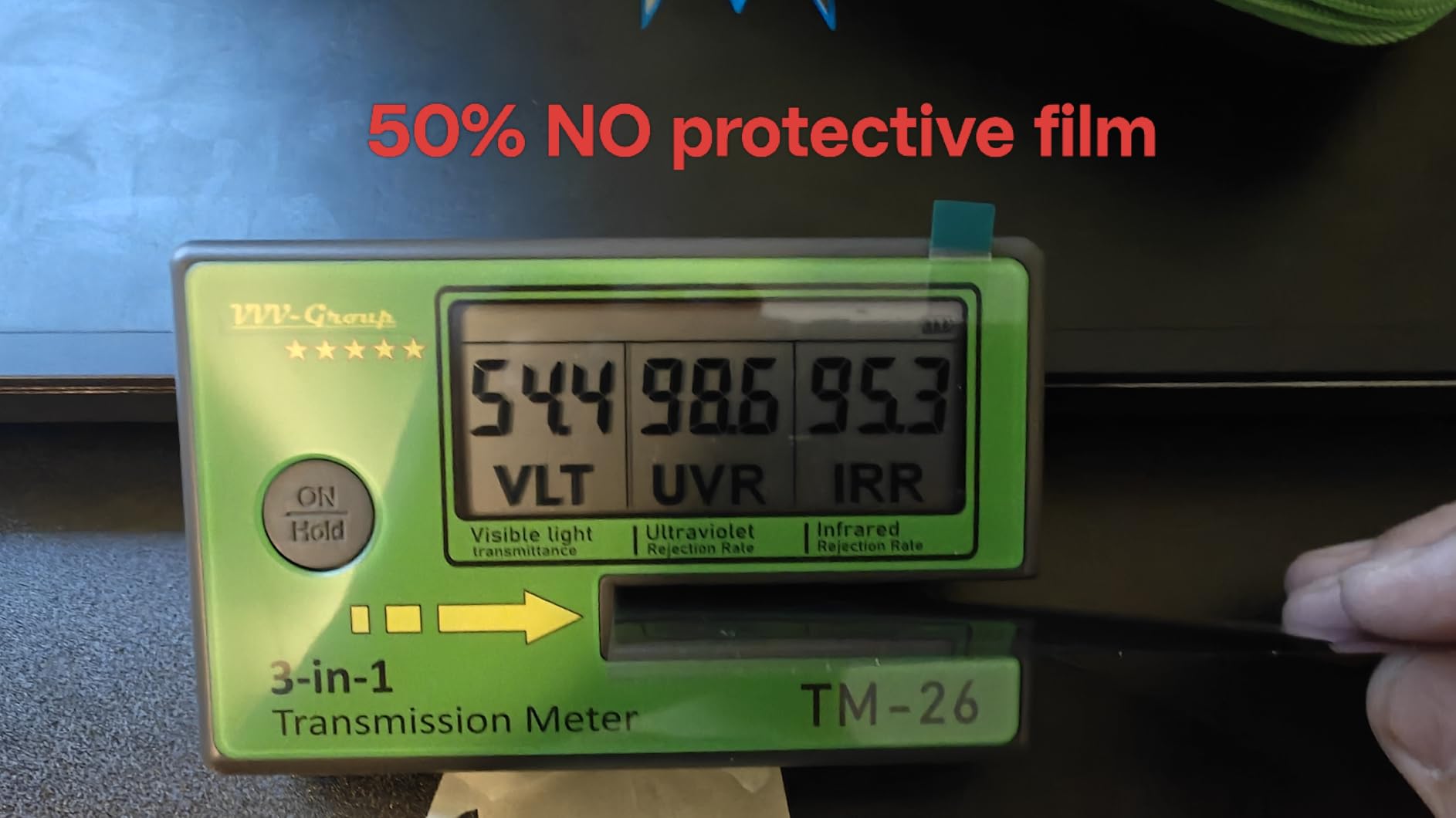 Digital Window Tint Meter TM-26 - Automotive VLT Tester with UVR & IRR Measurement, 8mm Slot Light Transmittance Meter for Car Side Windows and Solar Film Inspection customer photo 2