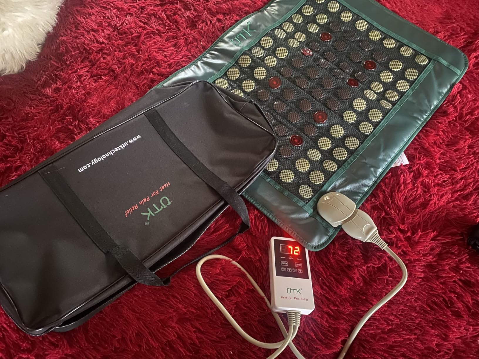 UTK Far Infrared Heating Pad for Back with Red Light Therapy, 8X Pain Relief for Body, Hot to 159°F, FSA-HSA Eligible, Auto Shut Off, 56 Jades & 32 Magnets Stone, 26 x 20'' customer photo 2