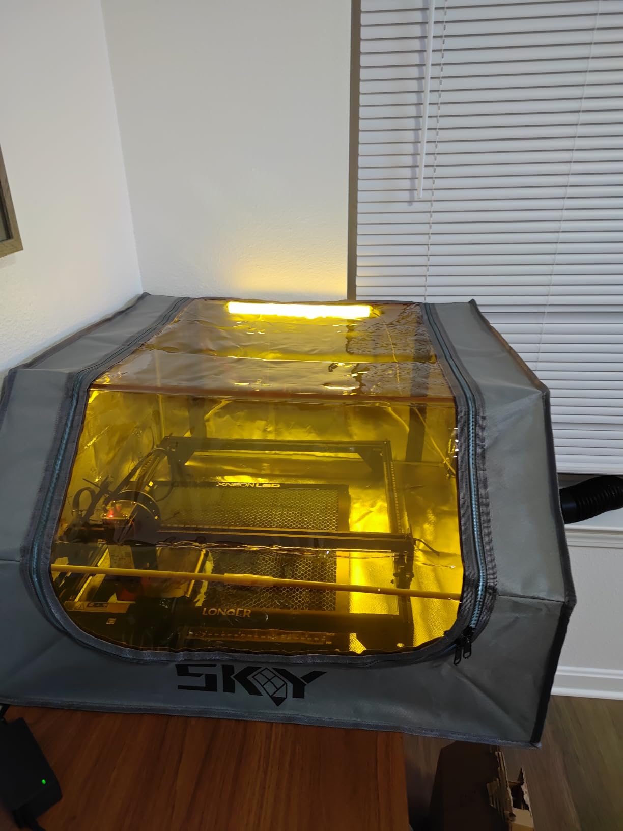 SKOUPHY Integrated Bottom Laser Engraver Enclosure with LED Light, Ventilation Kit Iron Frame Fits for Laser Cutter, Insulates Against Smoke, Odor Noise, Eye Protection 28.3 * 28.3 * 15.7 inch customer photo 2