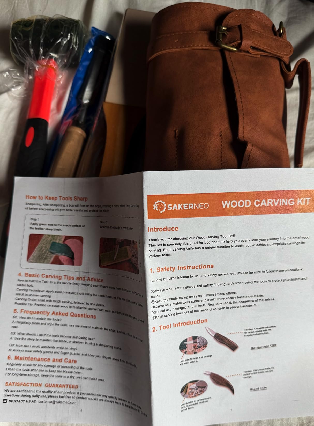 Deluxe Wood Carving Kit, 25 Piece Wood Carving Tools with Thick Leather Storage Bag, Wood Whittling Tools - Ideal Woodworking Tools and Hobbies for Beginners Enthusiasts Gift DIY customer photo 1