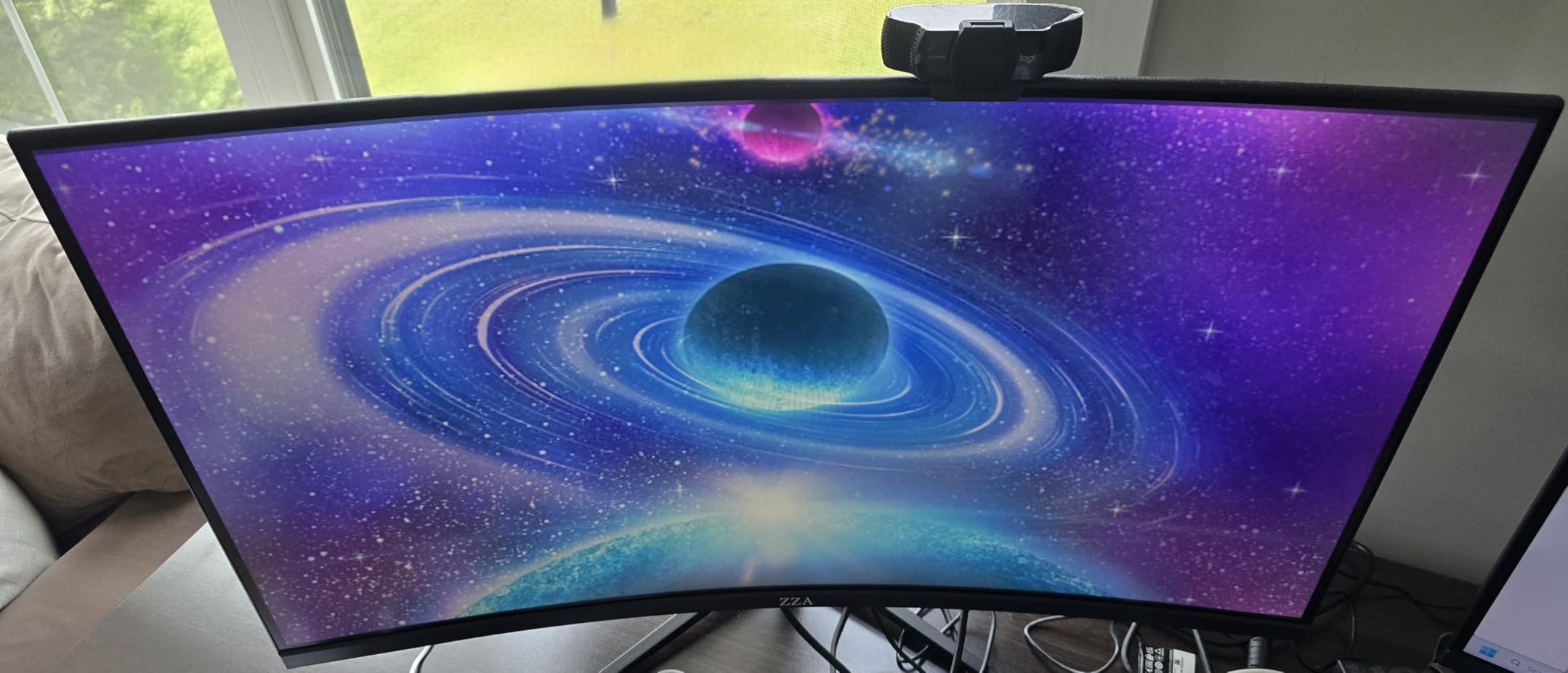 ZZA 49-Inch Ultra-Wide DQHD Curved Gaming Monitor | 5120x1440, 1500R, 165Hz, AMD FreeSync, 120% sRGB, Height Adjustable, HDMI 2.1/DP 1.4 Wall Mountable- Black customer photo 1