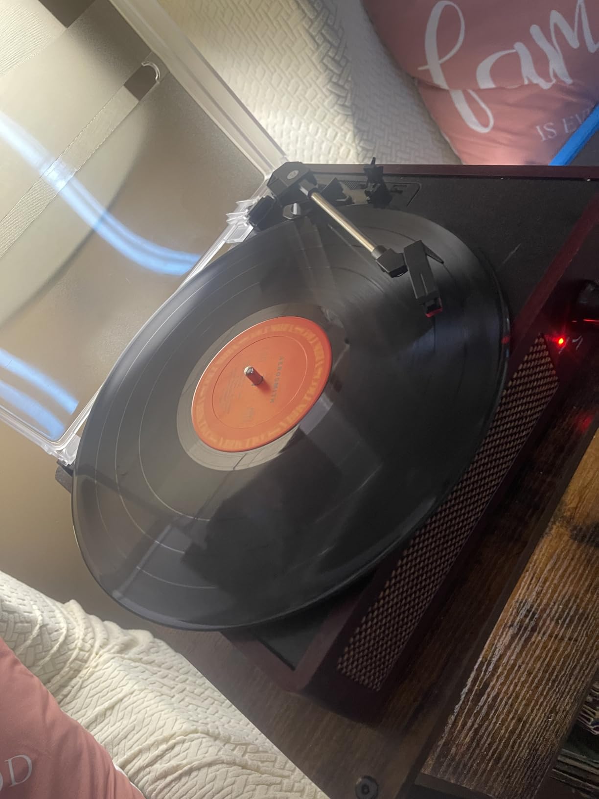 Vintage Wooden Record Player with Bluetooth 3-Speed Belt-Driven Turntable Built-in Speakers, Beginner Friendly Retro Phonograph for Home Decor, for Vinyl Enthusiasts (Walnut Finish) customer photo 2