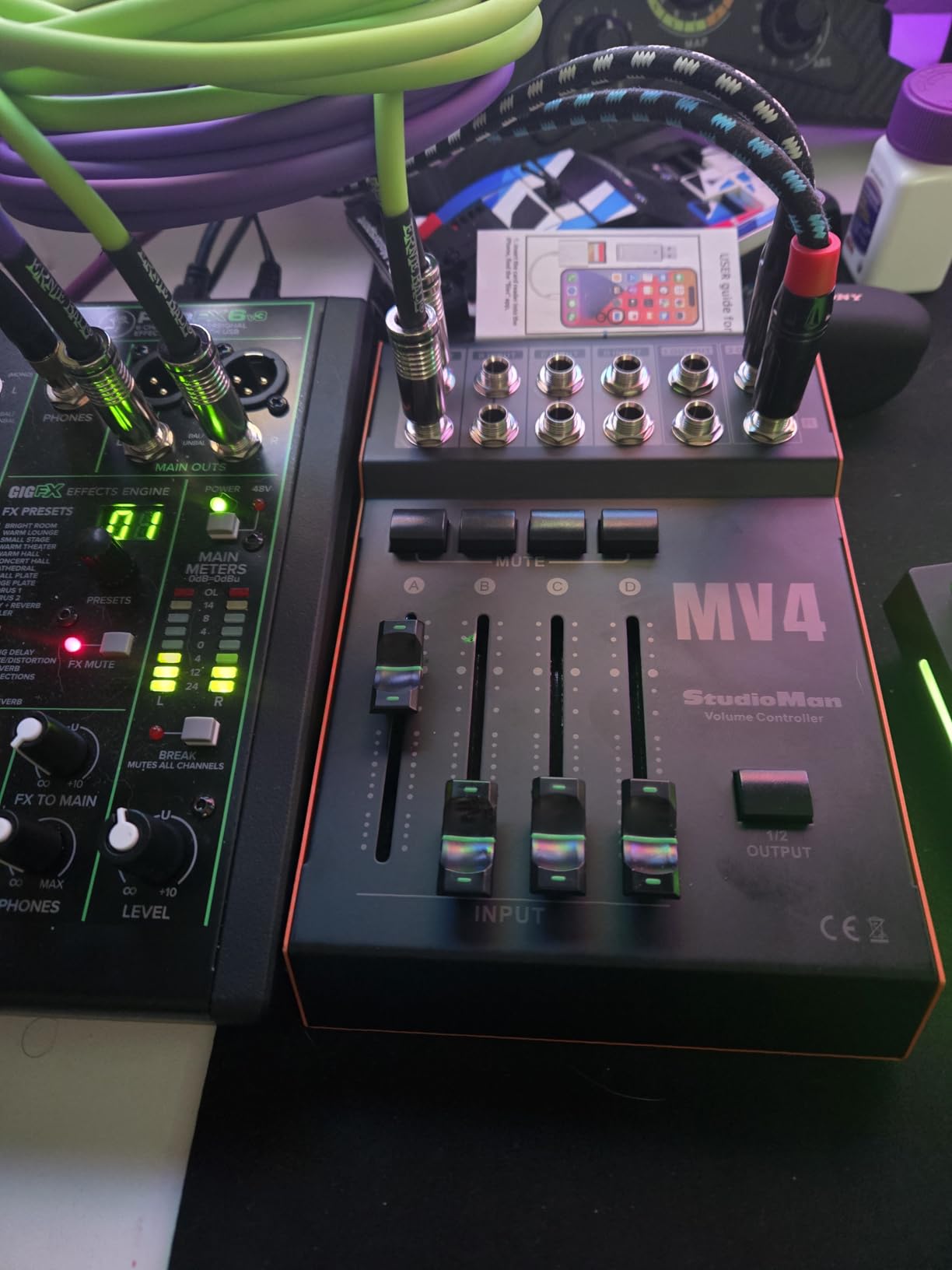 StudioMan MV4 Passive Volume Controller, 4 Input 2 Output 1/4