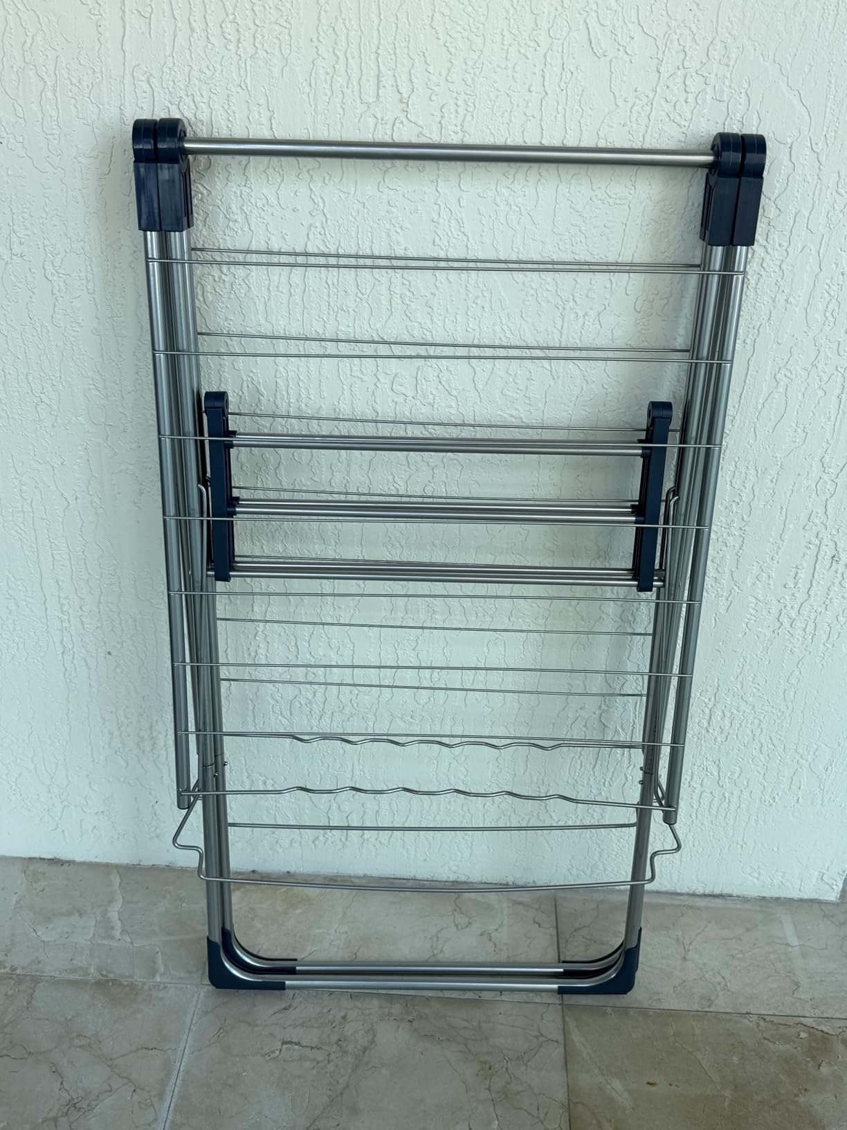 Clothes Drying Rack with Height-Adjustable Wings, Metal Foldable Laundry Dryer Stand for Clothing & Bedding, Free-Standing Collapsible for Indoor & Outdoor Use, 55.5