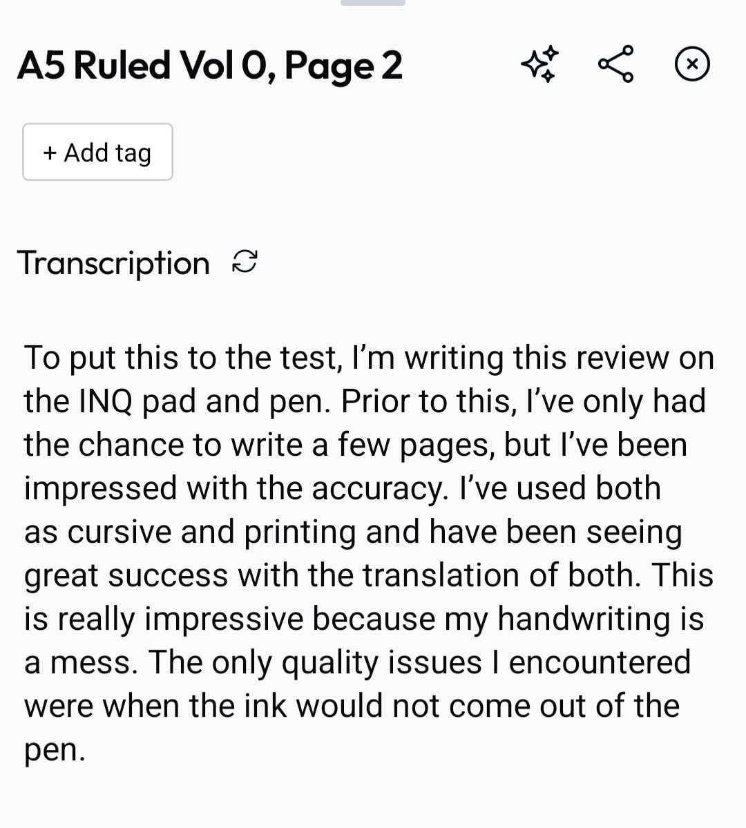 inq Smart Writing Set - Converts Handwriting to Text - Real Ink on Real Paper - AI Note Taking, Voice Recording and Transcription, For iPhone and Android - Smart Pen & Notebook (A5, Journal Size) customer photo 1