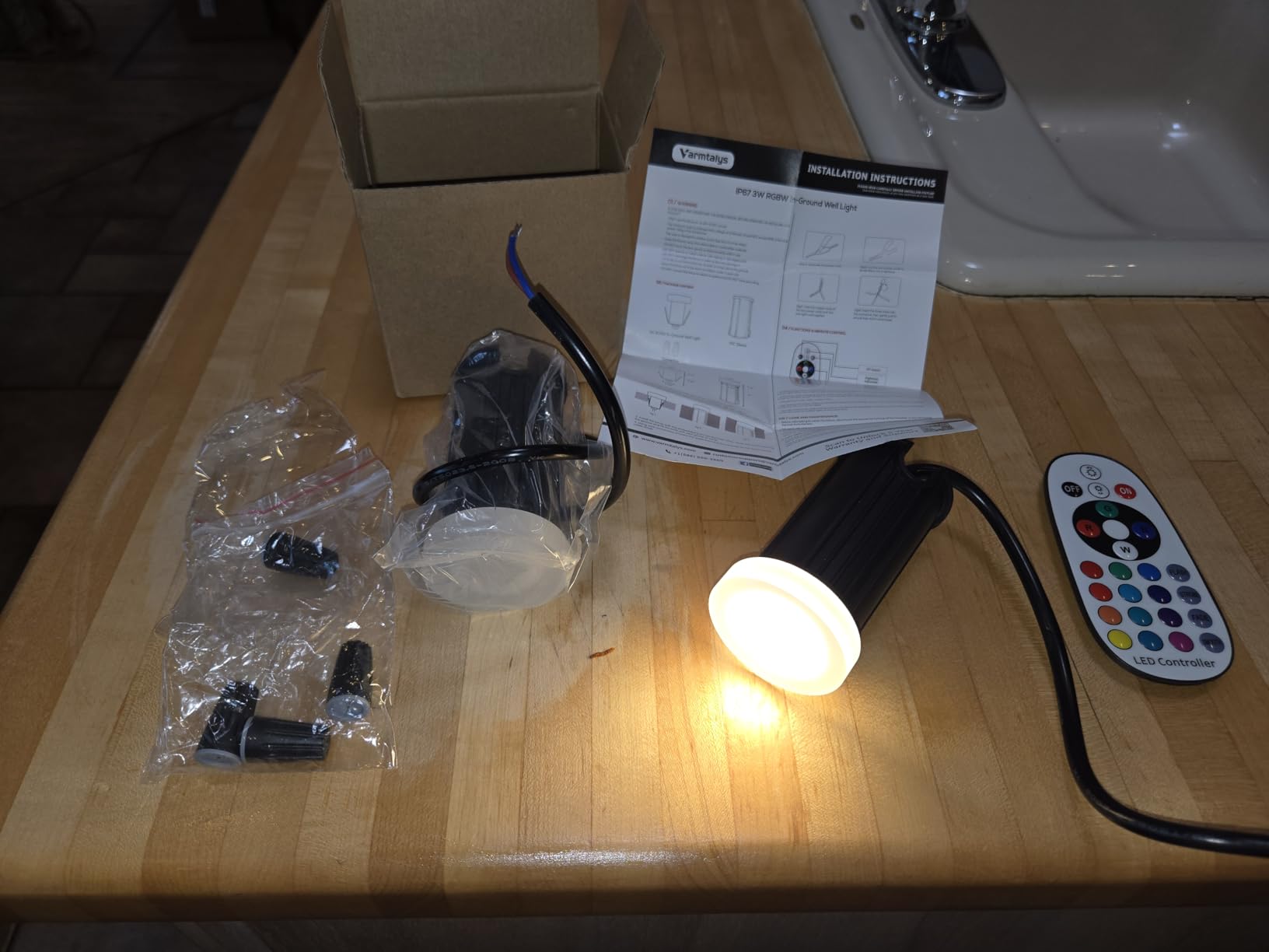 RGBW Deck Lights 12 Pack, Mini 3W 12V Low Voltage In-Ground Well Lights, LED Landscape Lighting, Warm White & 16 Colors, IP67 Waterproof Recessed Stainless Steel Acrylic Design for Stairs customer photo 2