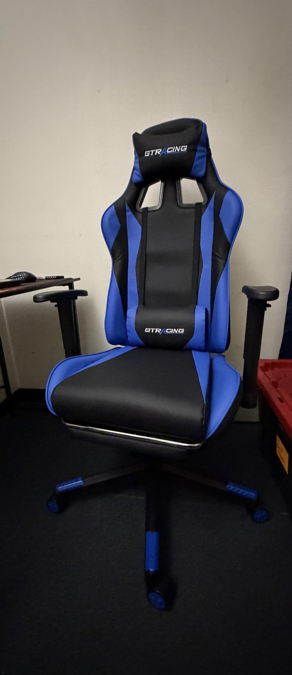 GTPLAYER Gaming Chair with Footrest, Ergonomic Computer Game Desk Chair, Reclining Game Chair Seat Height Adjustment, Swivel Rocker with Headrest and Lumbar (Blue) customer photo 2
