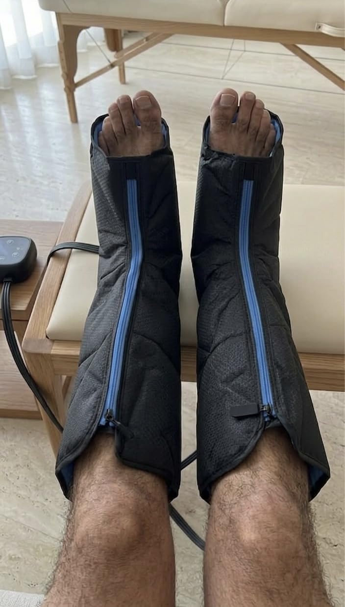 Air Compression Leg Massager with Heat : MUSUGY Sequential Foot and Calf Massager for Circulation and Pain Relief, with 9 Intensity, 6 Modes, 3 Heat - for Mom, Dad, Standing Jobs & Daily Relaxation customer photo 1