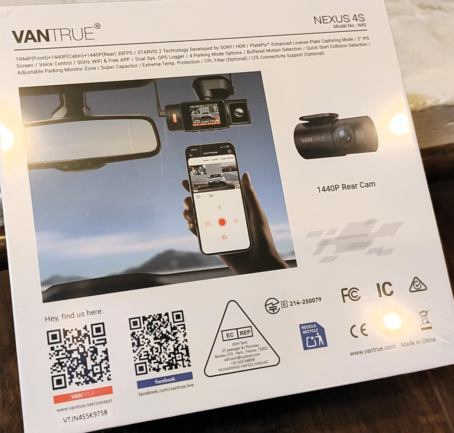 Vantrue New N4S 3 Channel Dash Cam, Front Rear Inside 2.7K+1440P+1440P Dashcam for Cars, Front and Rear Dual Channel, PlatePix Tech, STARVIS 2 Night Vision, Parking Mode, Wi-Fi, Support 1TB (RC18) customer photo 1