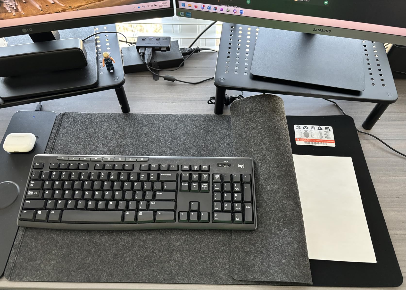 Wireless Charging Desk Mat & Mouse Pad - Detachable 15W Compatible with MagSafe & Qi Fast Charger, Dual-Layer PU Leather Desk Protector with Hidden Felt Storage customer photo 1