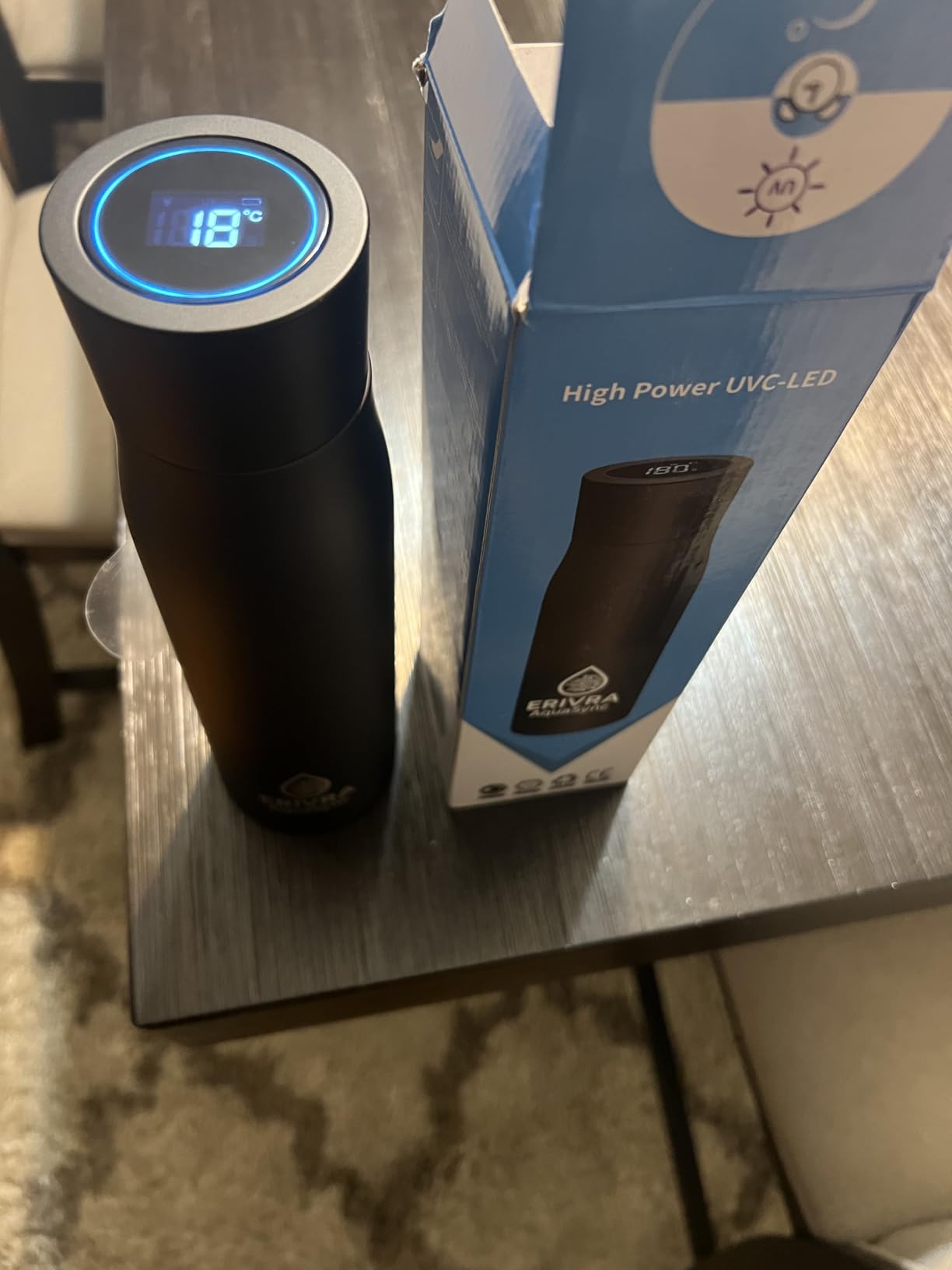 AquaSync Smart Self-Cleaning Water Bottle 17oz Vacuum Insulated Stainless Steel with UV-C Light Technology LED Temperature Display & USB-C Rechargeable Battery customer photo 1