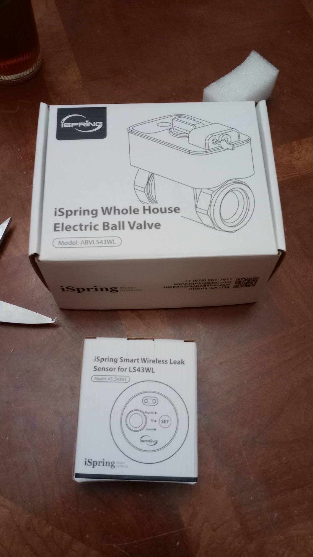 iSpring LS43WL Smart Leak Shut-Off System, Automatic Water Leak Detector with 1 Wired & 1 Wireless Sensor, Whole-Home Water Damage Protection, 1