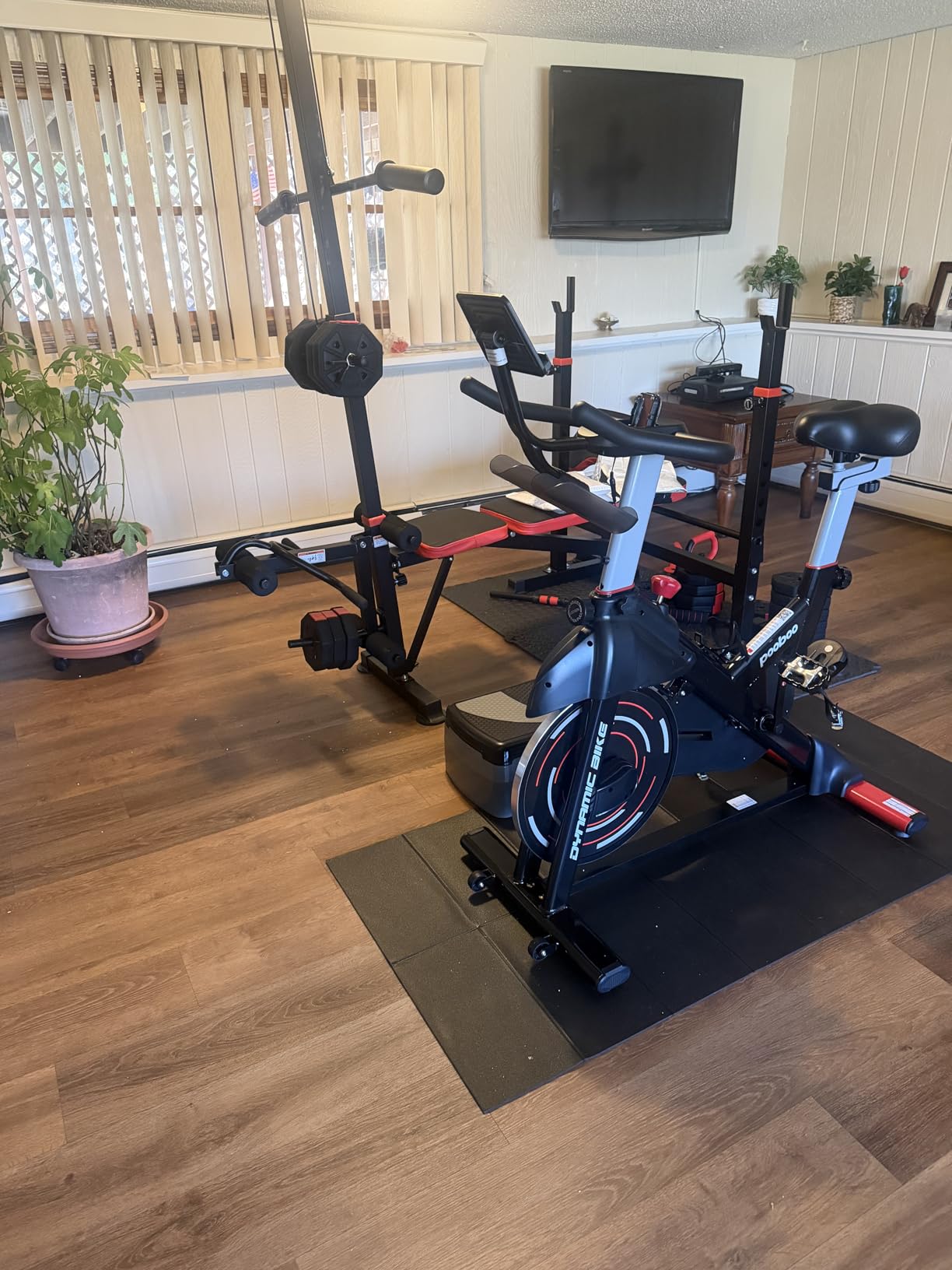 pooboo Exercise Bike, Adjustable Magnetic/Brake Pad Resistance Silent Belt Drive, Indoor Cycling Bike customer photo 1