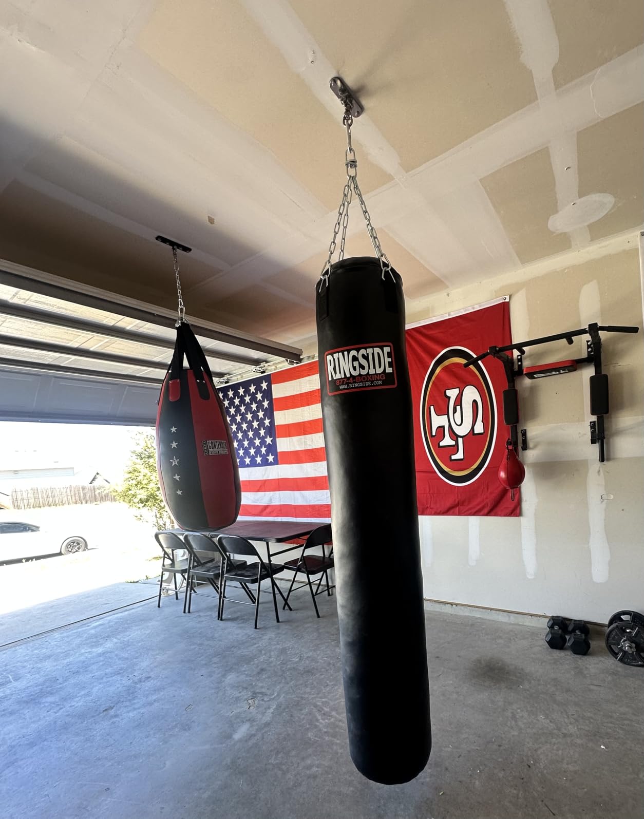 Ringside 100-Pound Muay Thai Heavy Bag, Sturdy Powerhide Punching Bag for Boxing, MMA, Muay Thai, and Kickboxing Training and Workout, Includes Chain and Swivel, Black, 72