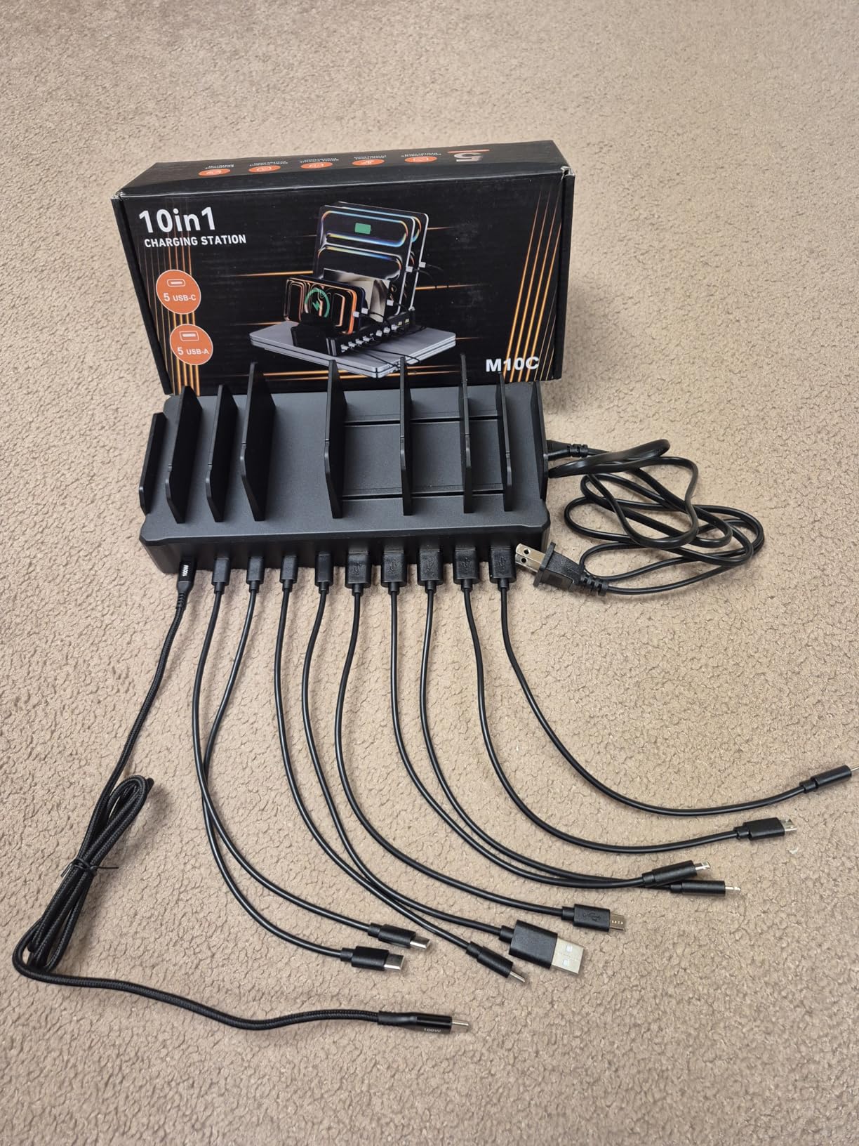750W Charging Station for Multiple Devices, Zobirez 10-Port Fast Charger, 5 USB-C 120W Each and 5 USB-A 30W Each, Desktop Charging Hub for Laptop Phone Tablet, Black customer photo 1