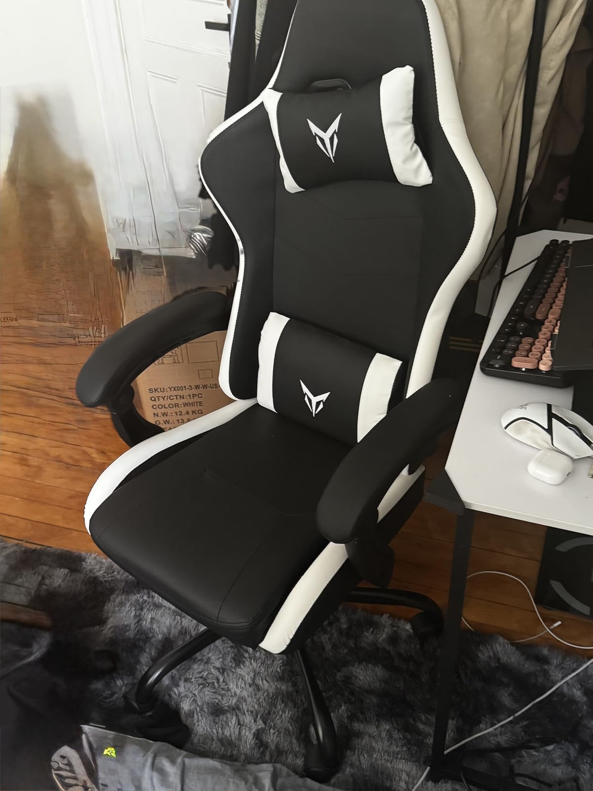 GTPLAYER Gaming Chair with Footrest, Video Game Chairs Racing Style PC Game Chairs 350lbs for Adults - Padded High Back Ergonomic Reclining Silla Gamer, Linkage Armrest, Grey customer photo 1