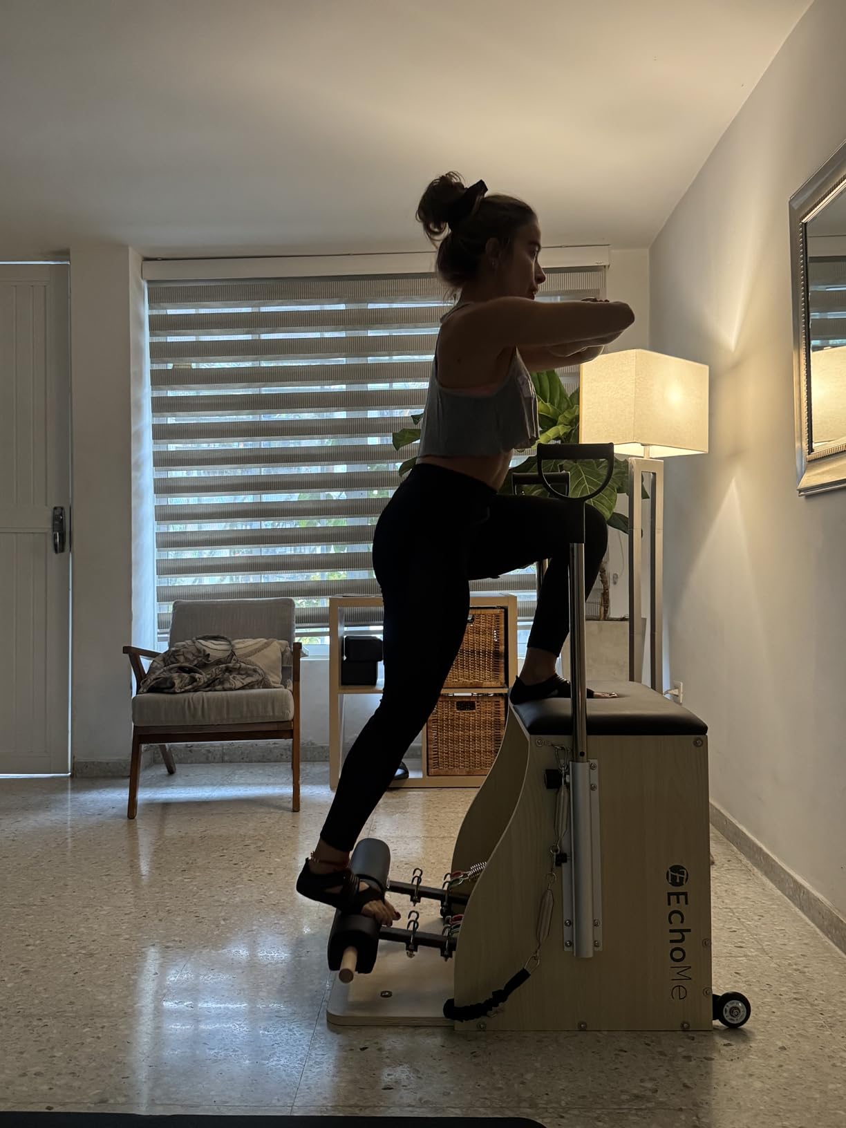 EchoMe Plates Combo Chair with Handles, Split-Pedal Stability Pilates Chair - Maple Wood (Beige) customer photo 1