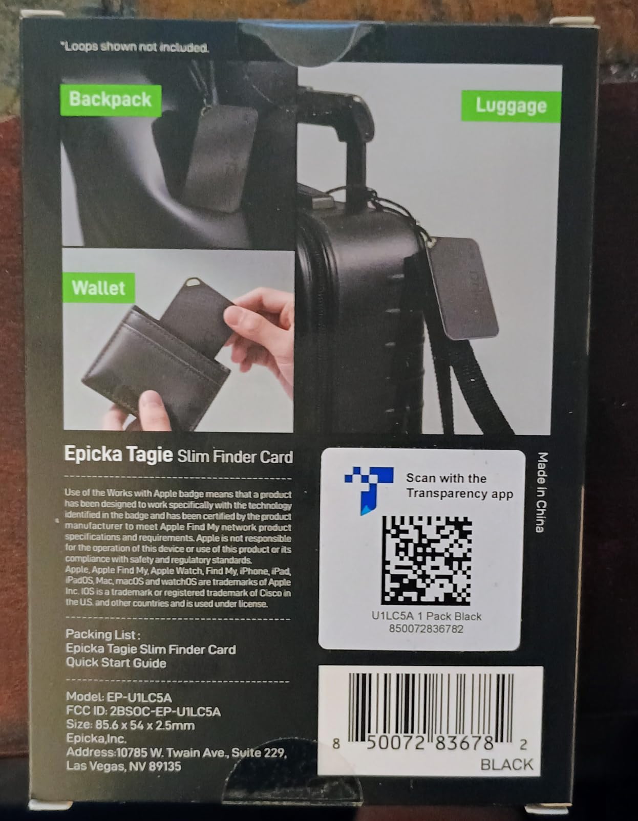 Epicka Wallet Tracker Card for Apple Find My, MFi Certified, 6-8 Year Battery & IP67 Water Resistant, NFC & Bluetooth Item Locator for Keys, Bags, Passport, iOS Only, 1 Pack, Black customer photo 1