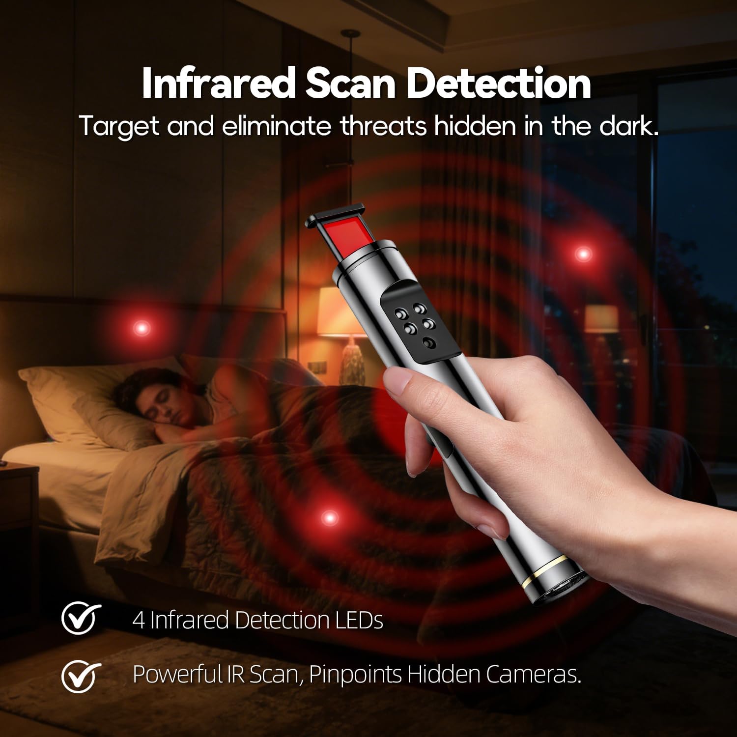 Hidden Camera Detectors, Upgraded AI Bug Detector Anti Spy Camera Finder, GPS Tracker Detector RF WiFi Signal Scanner Rechargeable,5 Working Modes for Hotel,Bathroom,Travel,Office,Car Black customer photo 2