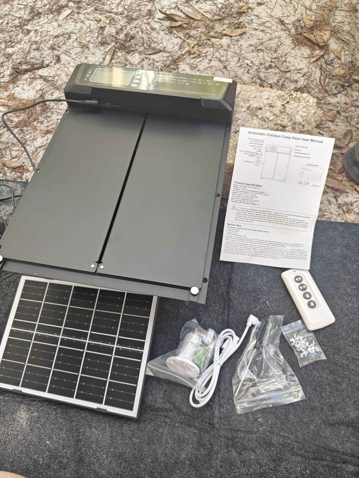 Automatic Chicken Coop Door Large Size, 7W Solar Powered with Timer & Light Sensor, Anti-Pinch Safety Chicken Door, Remote Control, Predator-Proof Aluminum Door for Poultry, Ducks & Chickens customer photo 2