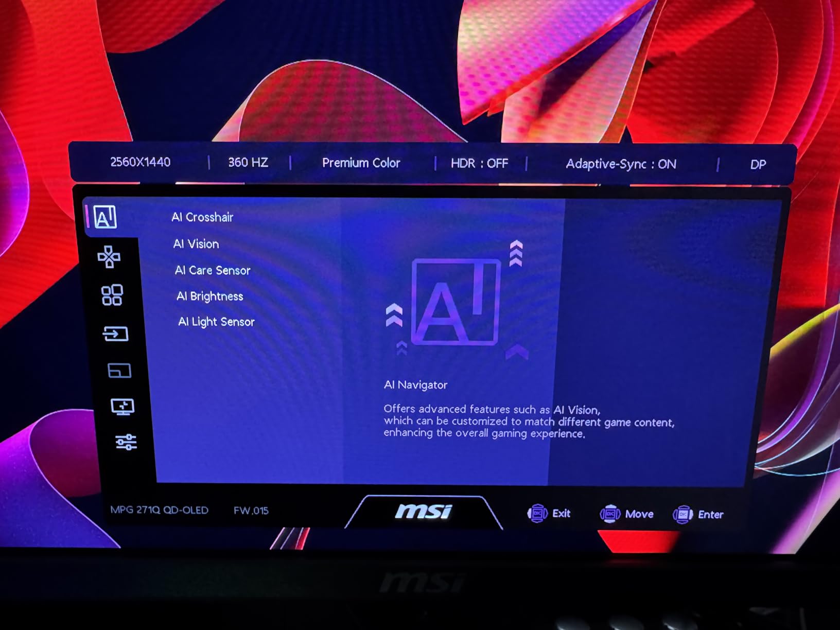 MSI MPG 271QR QD-OLED X50 27-inch QHD Gaming Monitor, 500Hz, 0.03ms, AMD Adaptive-Sync customer photo 1