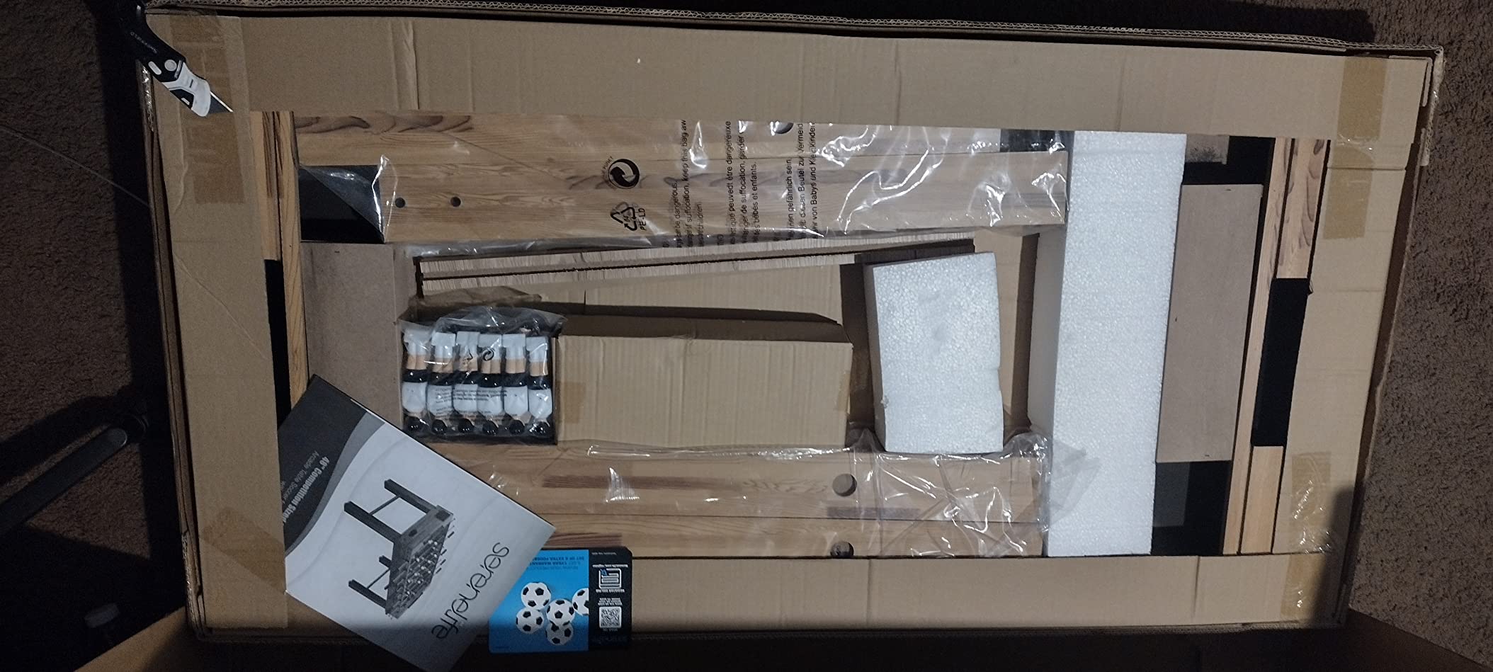 SereneLife 48in Competition Sized Foosball Table - Height Adjustable Arcade Soccer Set for Home, Game Room, Man Cave - Includes 2 Balls & 2 Fold-Out Cup Holders, Natural customer photo 2