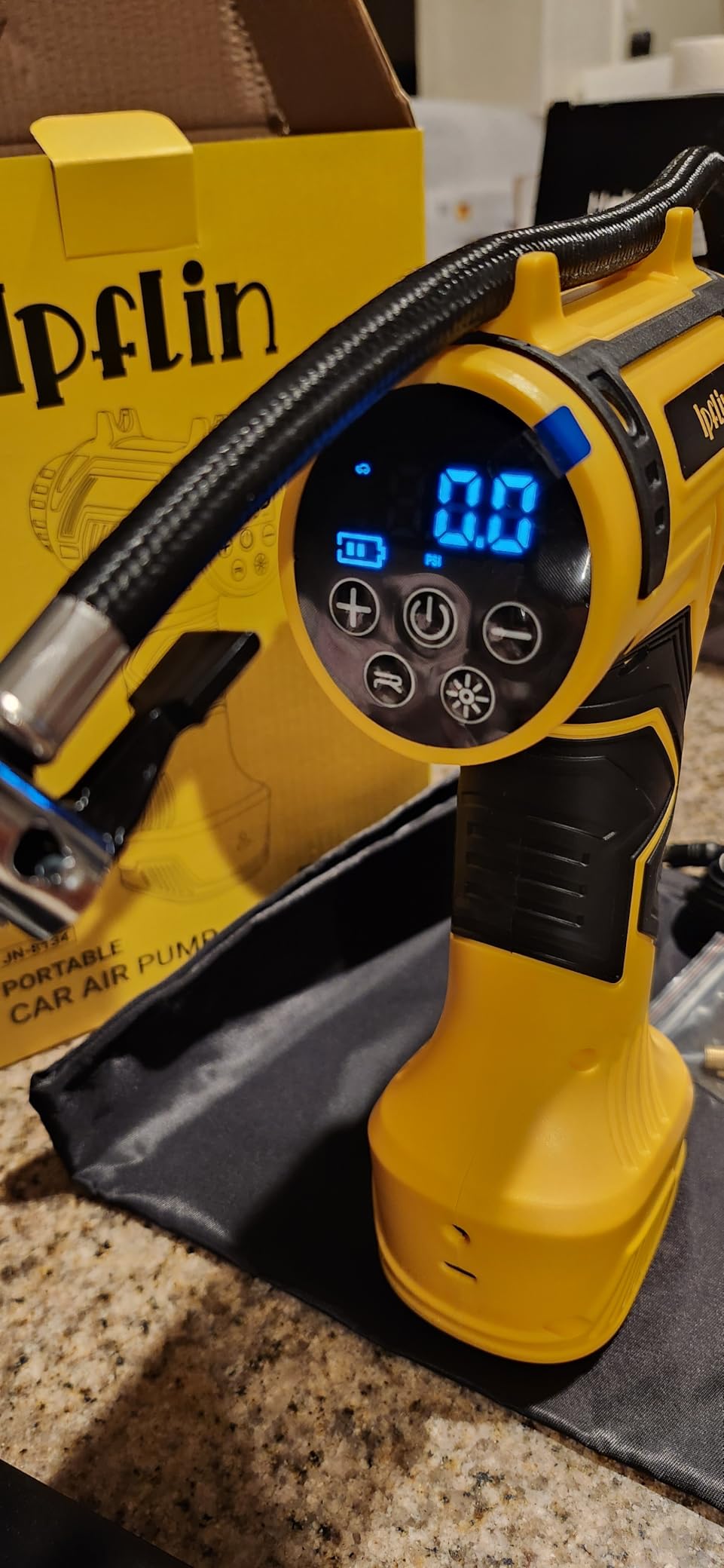 Tire Inflator Portable Air Compressor Built-in Battery - Corded/Cordless Tire Inflator - 9600 mAh & 12V DC, 2X Faster Inflation Handheld Air Compressor, 160PSI Air Pump for Car, SUV, Motorcycle, Ball customer photo 2