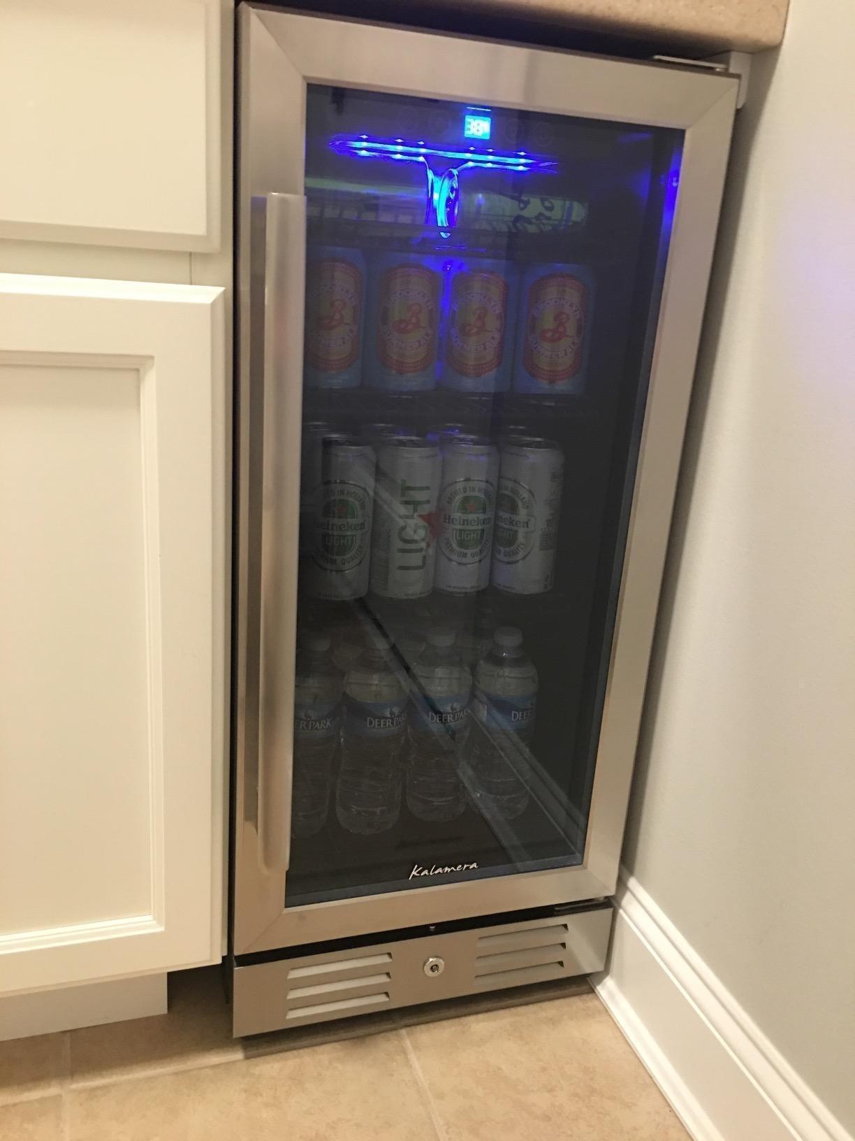 Kalamera 24 inch Wine Fridge Hold 21 Bottles and 75 Cans,Dual Zone Wine and Beverage Refrigerator,Built-In or Freestanding with Blue LED Light,for Home/Bar/Office customer photo 1