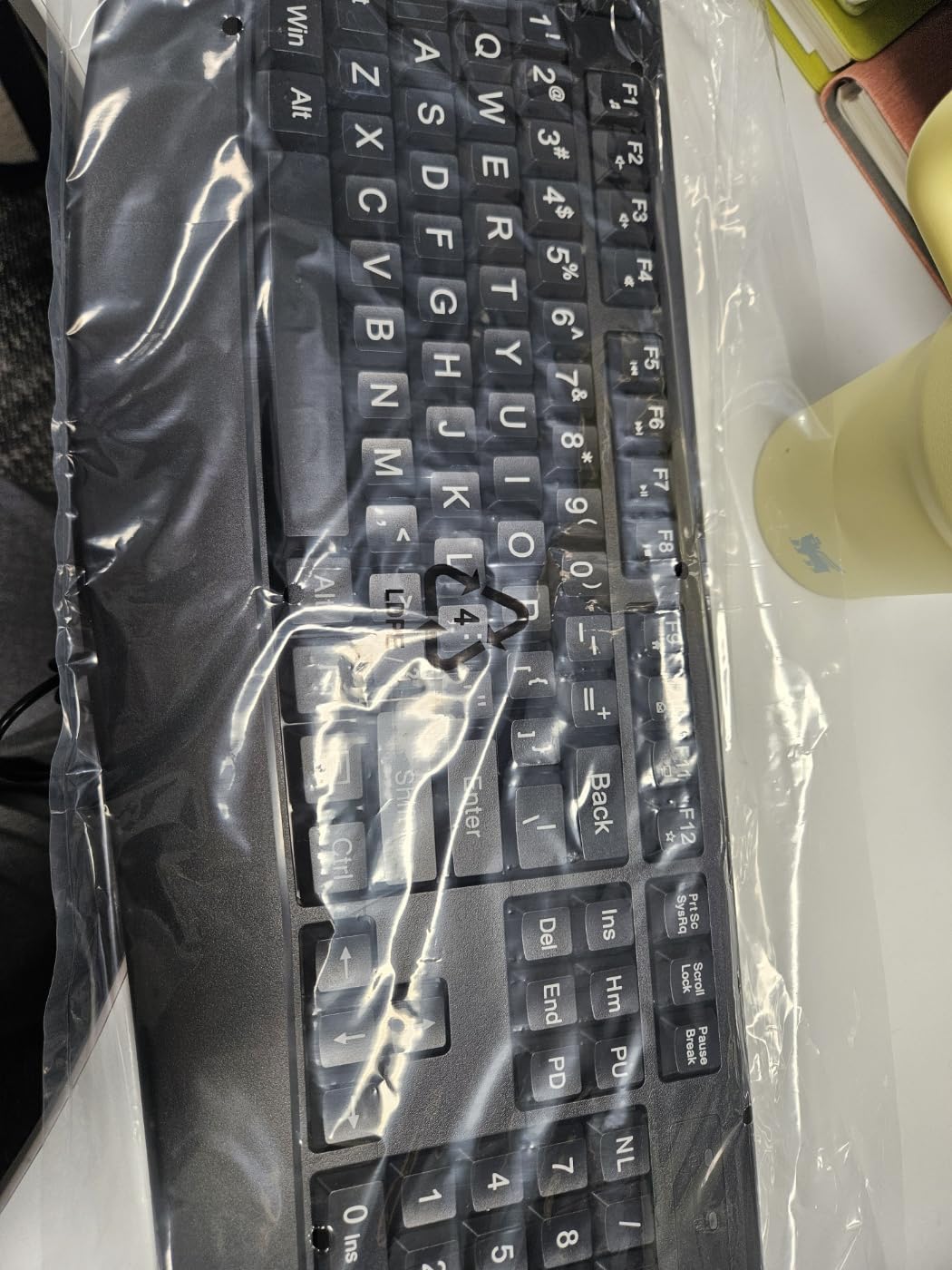 Large Print Ergonomic Keyboard, Full Size Keyboard with Wrist Rest, Silent Wired USB Computer Keyboard Oversized Letter Keys 4X Larger Easy to See & Type for Laptop, PC, Windows, Desktop customer photo 1