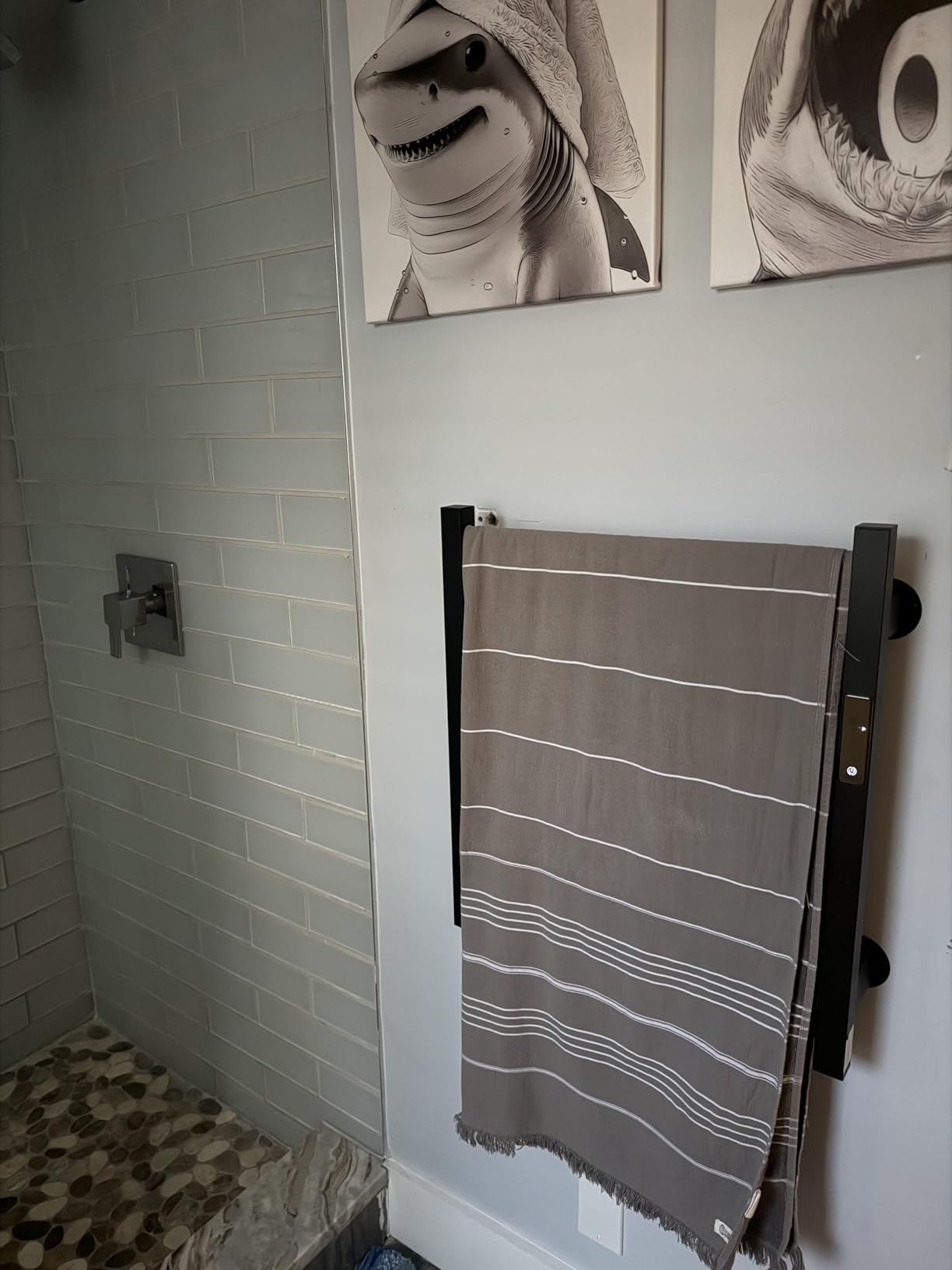 Electric Towel Warmer Wall Mounted, 6 Bar Heated Towel Rack with Intelligent Timer & Temp Control, Plug-in/Hardwire, Left and Right Compatible customer photo 2