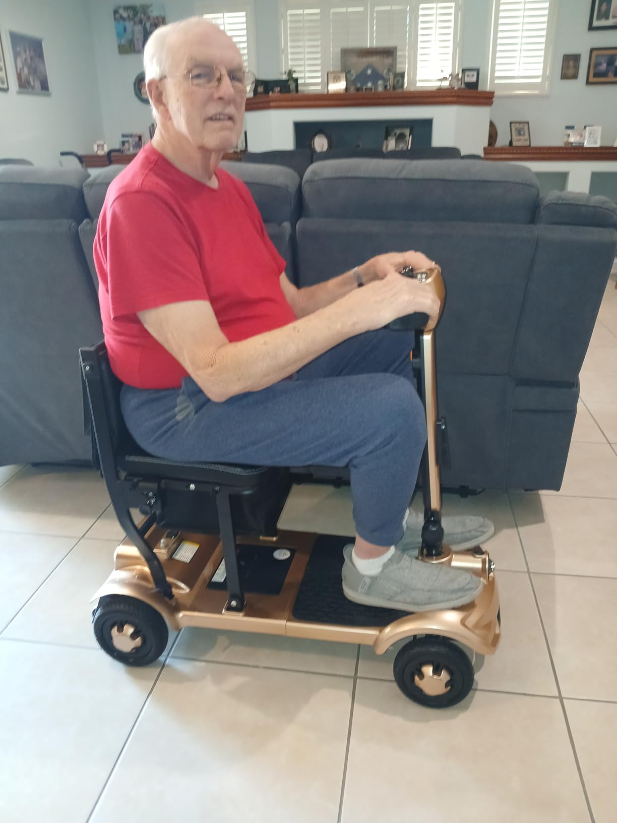 MIHAYO Lightweight 4-Wheel Mobility Scooter for Seniors and Adults, Airline Approved 24 Miles Range Electric Scooter with 280 lbs Capacity, 350W Motor and 112L Storage Wagon, Blue customer photo 1