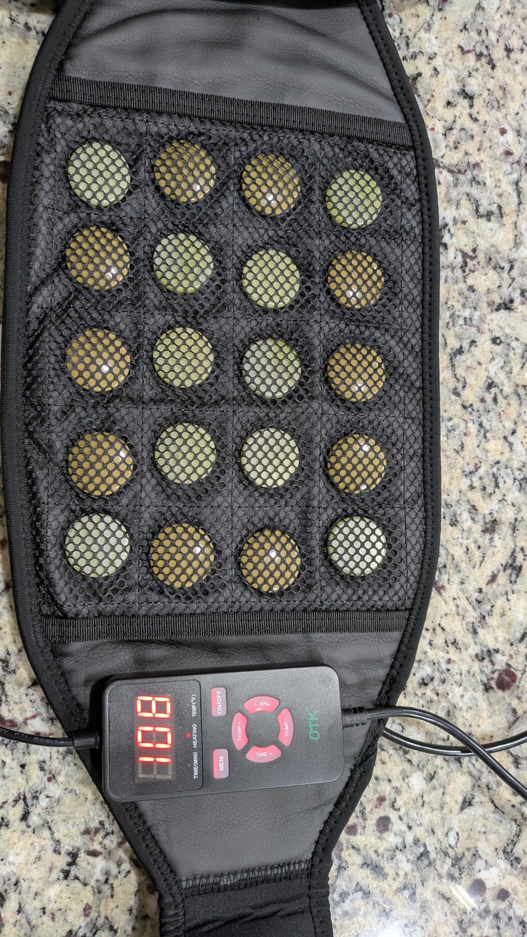 UTK Far Infrared Heating Pad for Back Pain Relief, Hot to 159°F, Gift for Women Men, Heating Pads for Lower Back, 24 Timers Auto-Off, 20 Natural Jade, 35-55