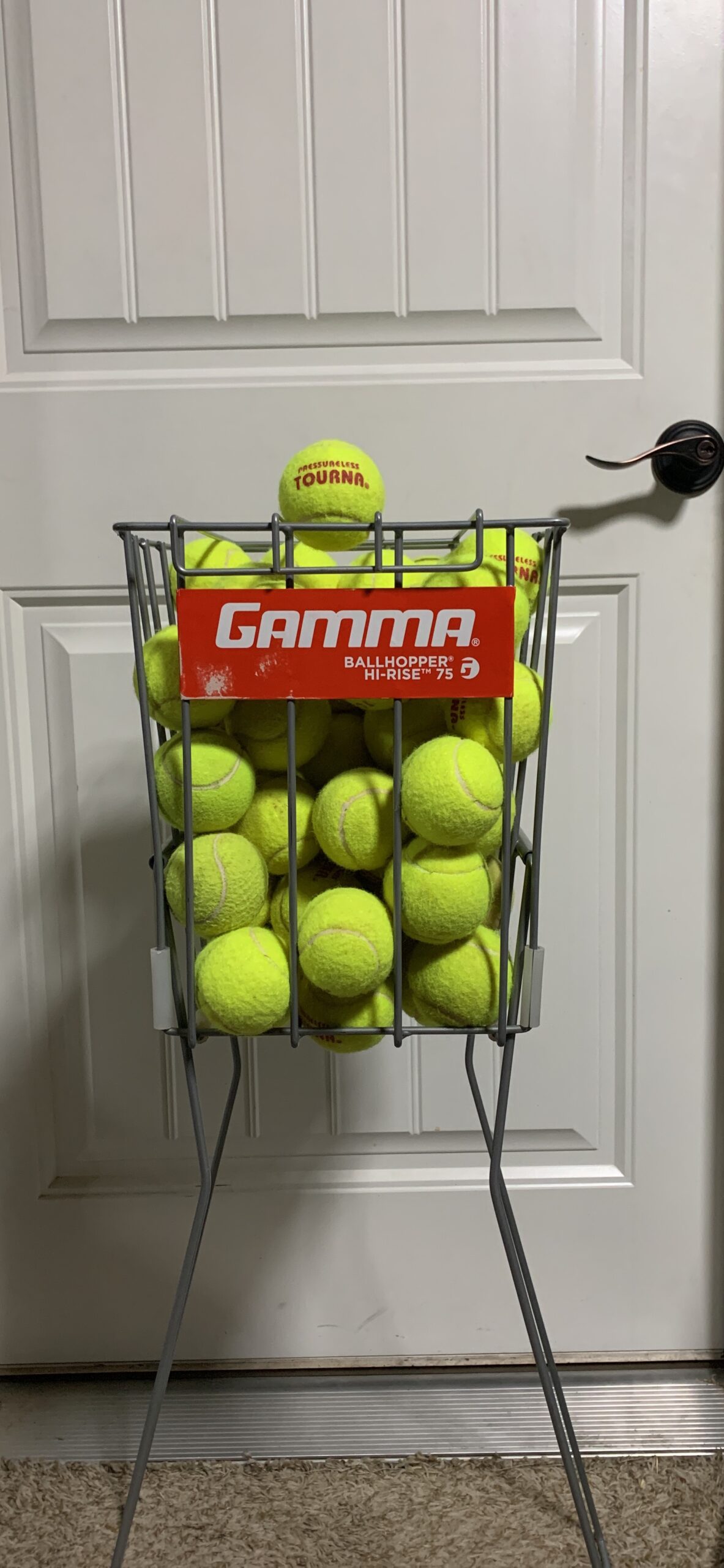 Gamma Ball Hopper Hi-Rise 75 - Heavy Duty Tennis Ball Basket with Handle for Easy Pickup & Storage - Holds 75 Tennis Balls, Durable Steel Construction, Weather-Resistant Coating (Multiple Colors) customer photo 1