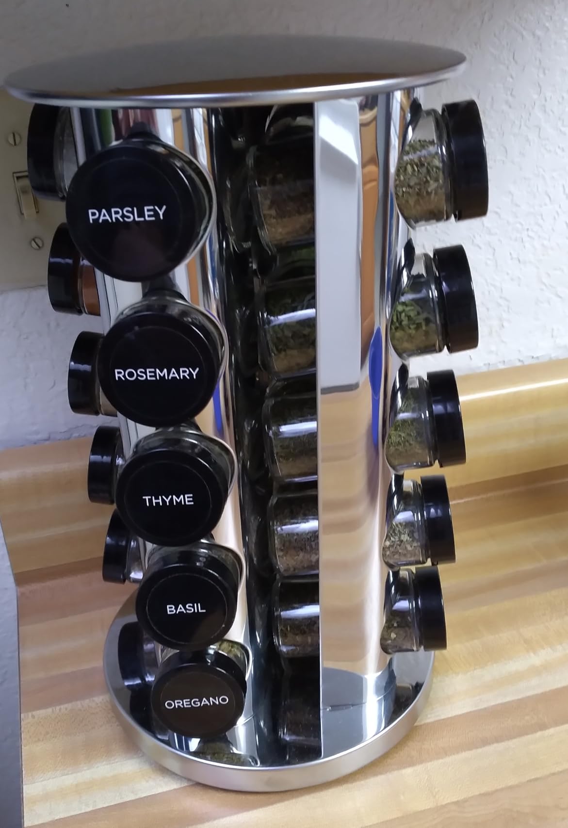 Kamenstein 20 Jar Revolving Countertop Spice Rack with Spices Included, FREE Spice Refills for 5 Years, Polished Stainless Steel customer photo 2