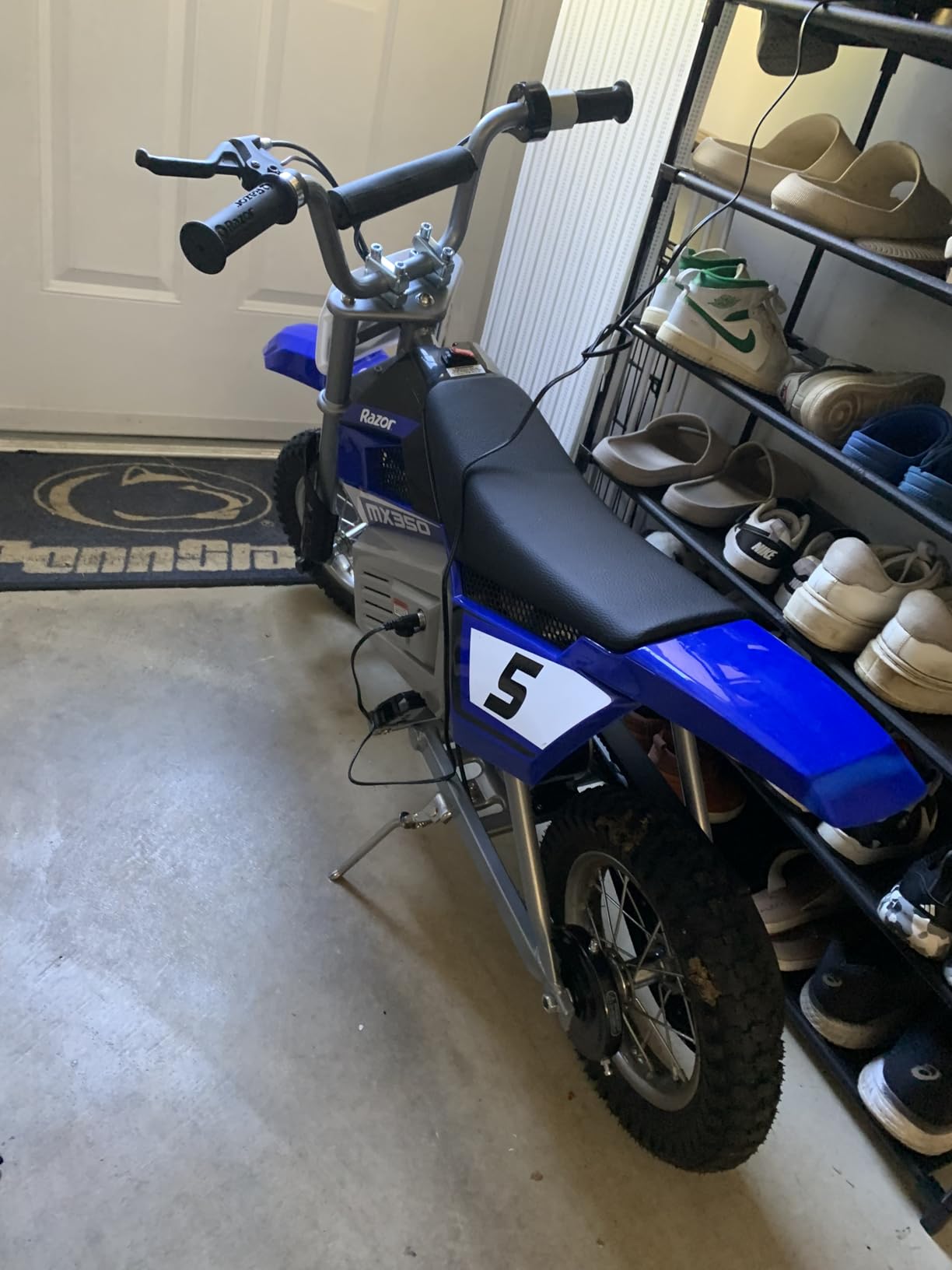 Razor MX350 Dirt Rocket Electric Bike for Kids Ages 8+, 140 lb Max Weight, Blue - 24V Battery, Up to 14 Mph, 30-Min Ride Time on High Speed, Twist-Grip Throttle, Spoked Wheels w/ 12