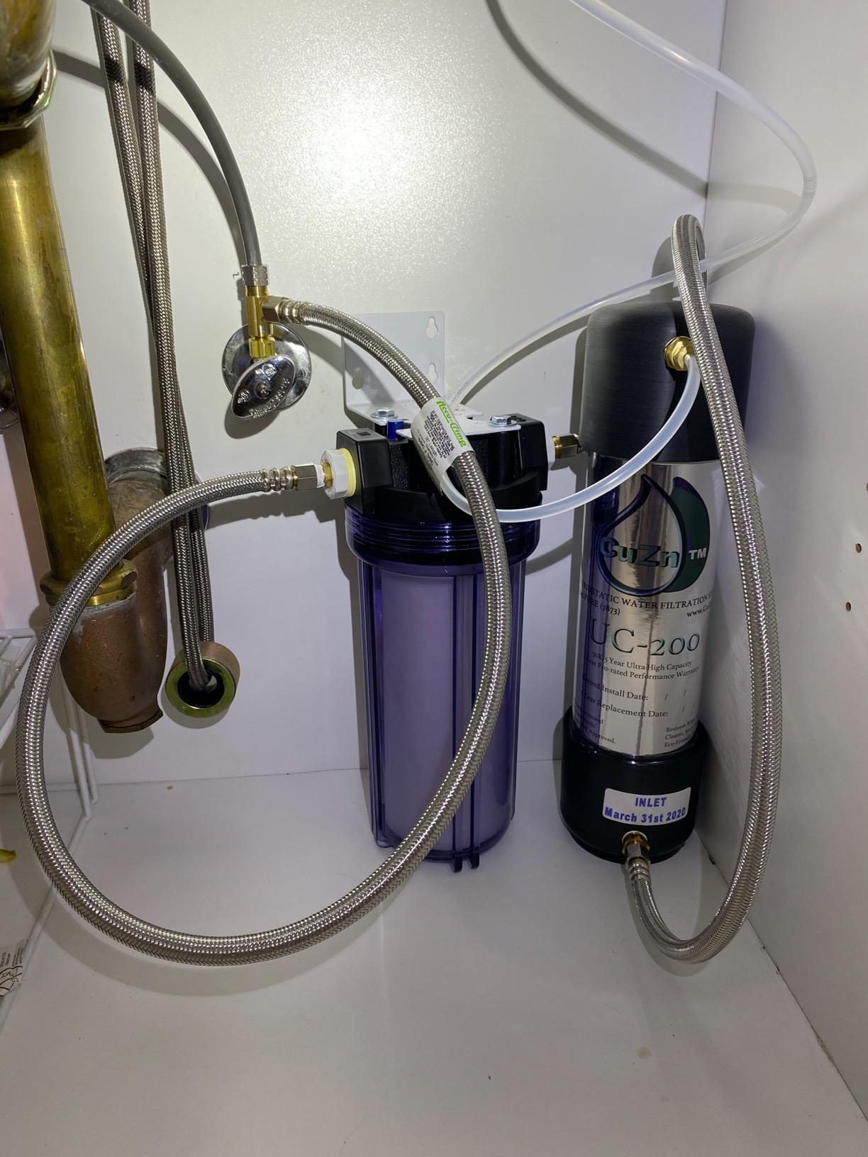 CuZn Under Sink Water Filter for Sink Faucet, 5 Year Filter Life, NSF/ANSI 42 & 372 Certified, Reduces PFAs, PFOS, Lead, Chlorine, Inline Faucet Connection, Improves Tap Water Taste customer photo 2