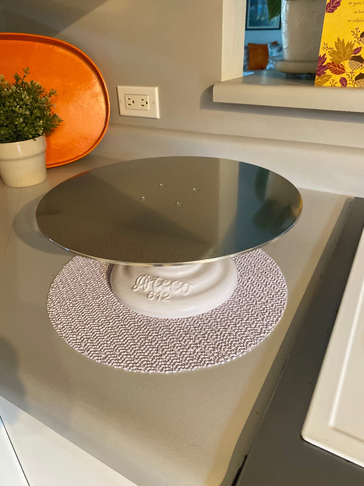 Ateco Cast Iron and Non-Slip Pad Cake Stand, 12 inch, White customer photo 1