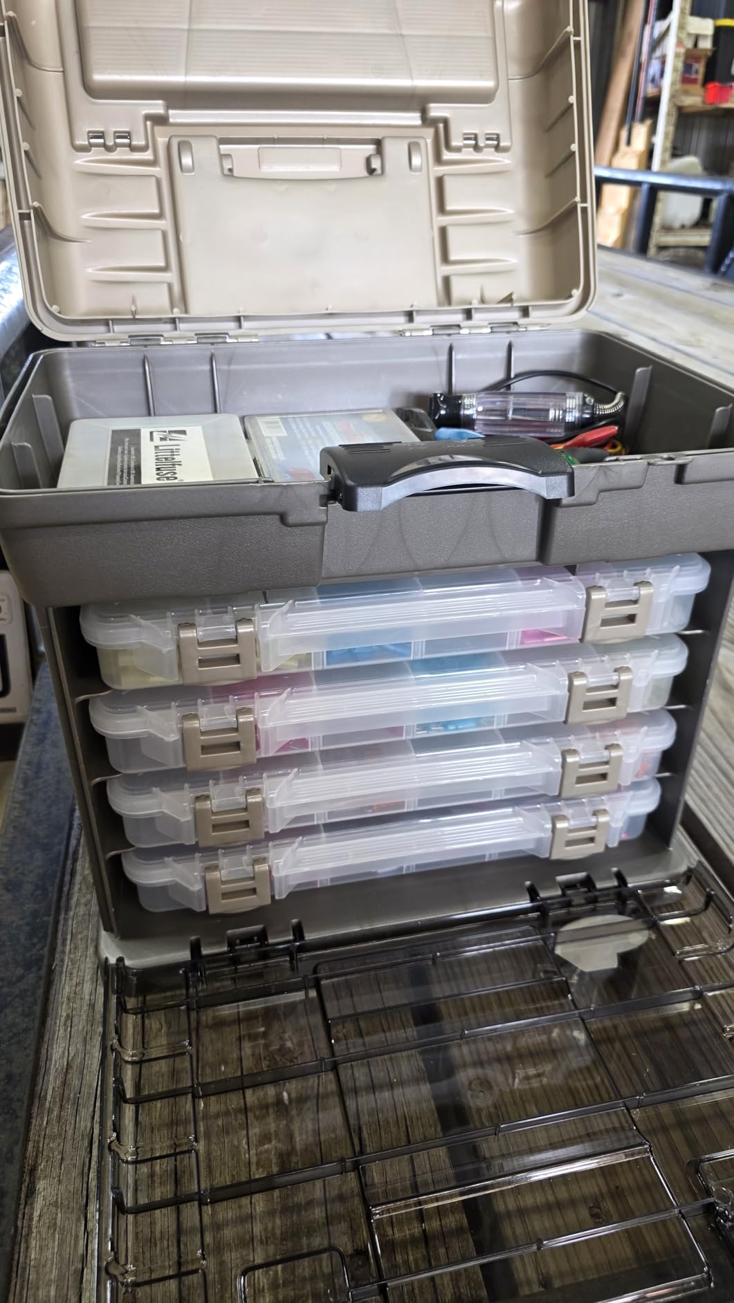 Plano Guide Series StowAway 4-By Rack System Tackle Box, Holds 4 3700 Utility Tackle Boxes, Quick-Access Top Storage with DuraView Lid, Durable Construction, Flexible, Adaptable Fishing Box customer photo 1