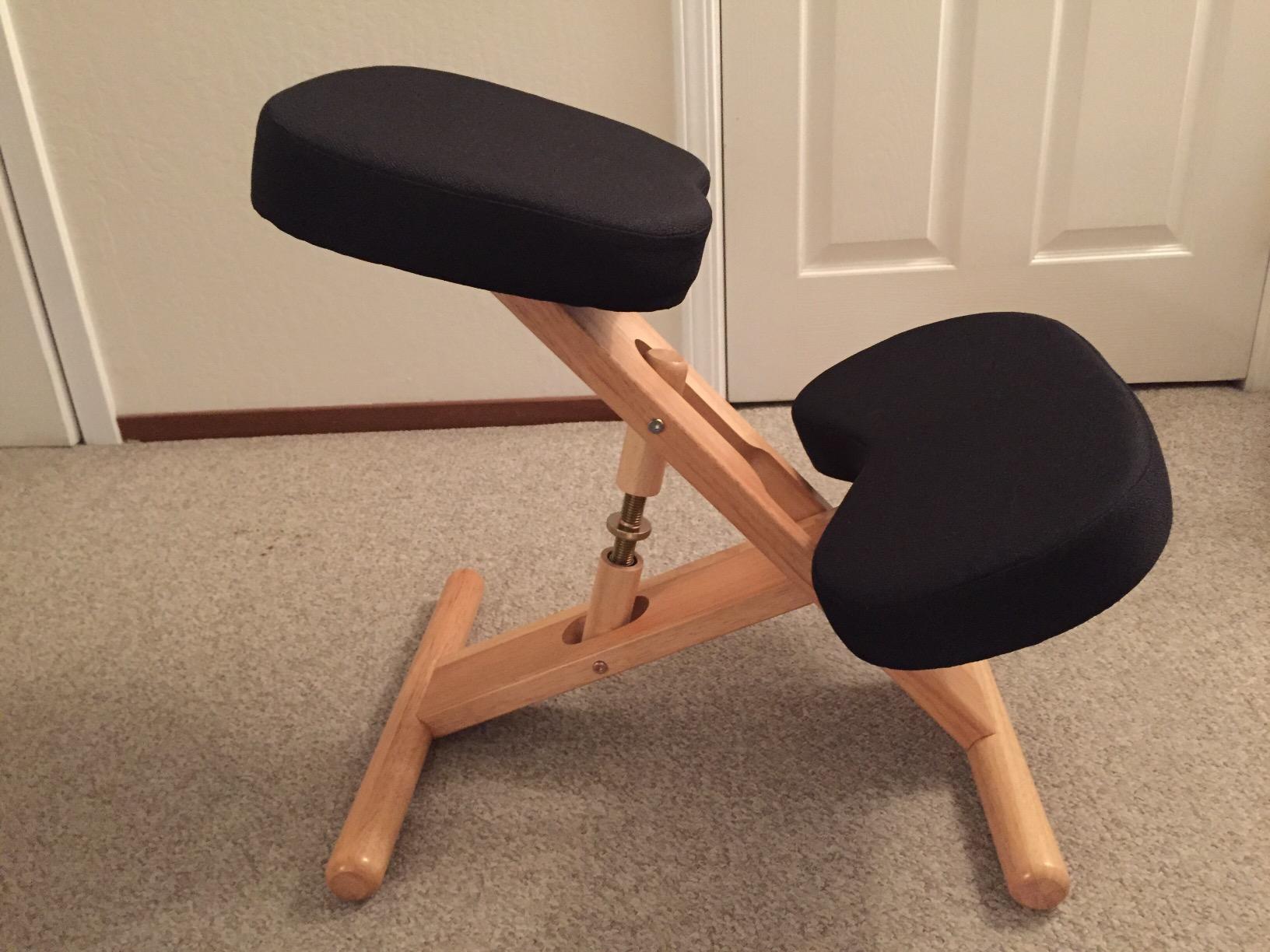 Flash Furniture Posey Mobile Wooden Kneeling Office Chair for Improved Posture, Height-Adjustable Ergonomic Office Kneeling Chair, Natural/Black customer photo 2