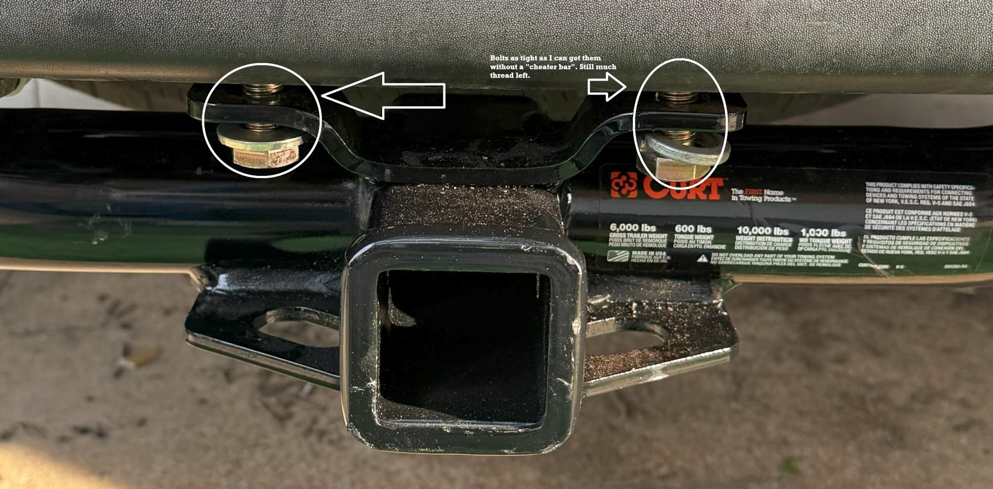 CURT 13322 Class 3 Trailer Hitch, 2-Inch Receiver, Round Tube Frame, Compatible with Select Chevrolet Silverado, GMC Sierra 1500, 2500 customer photo 2