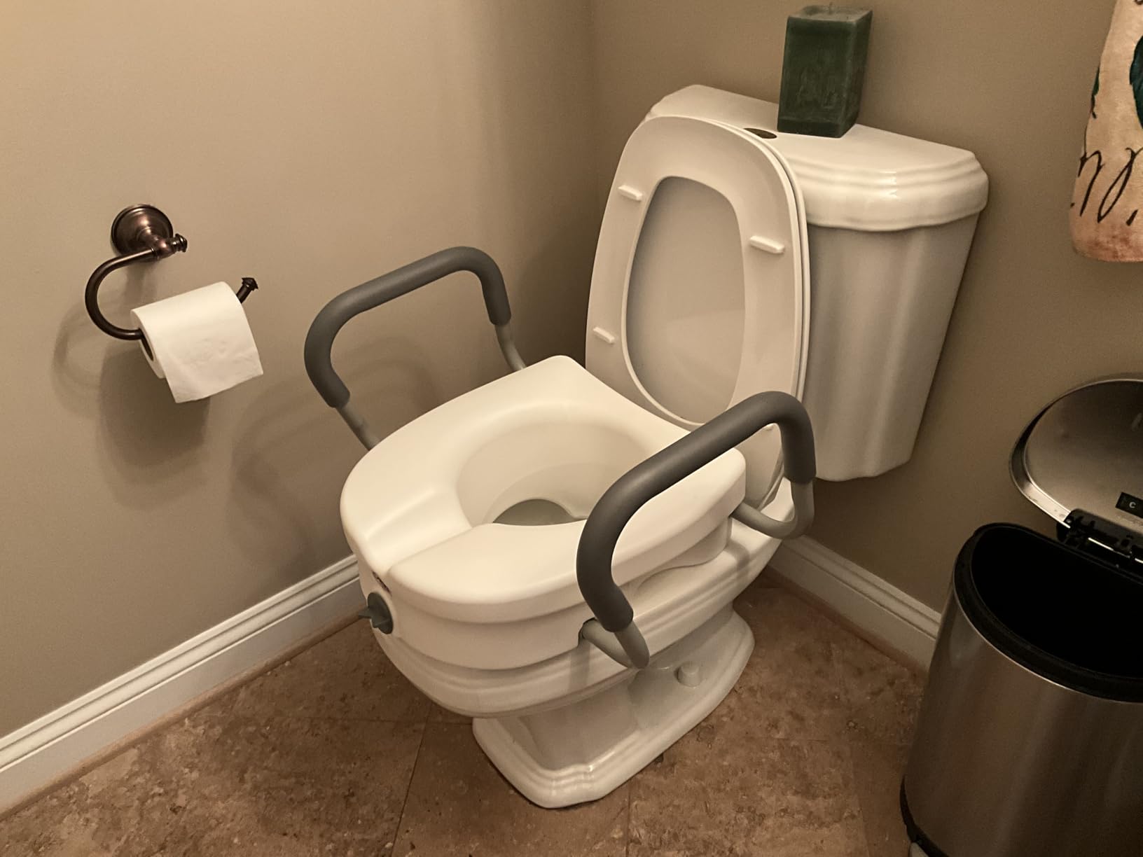 Carex E-Z Lock Raised Toilet Seat With Handles, 5