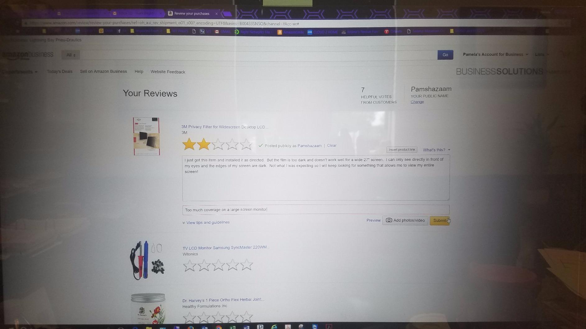 3M Privacy Filter for 27in Monitor, 16:9, PF270W9B, Cashmere customer photo 1