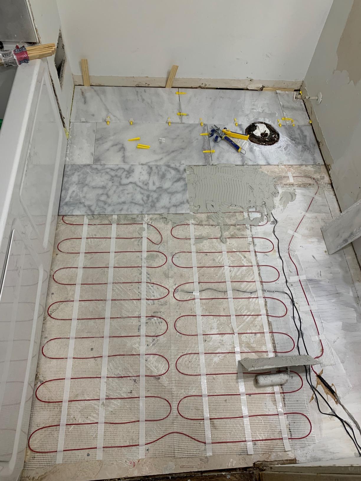 10 Sqft Electric Radiant Floor Heating Mat - 120V Heated Tile Floor System with Programmable Thermostat (TH115), Floor Sensor, Installation Monitor & 25 Year Warranty, USA Made customer photo 2