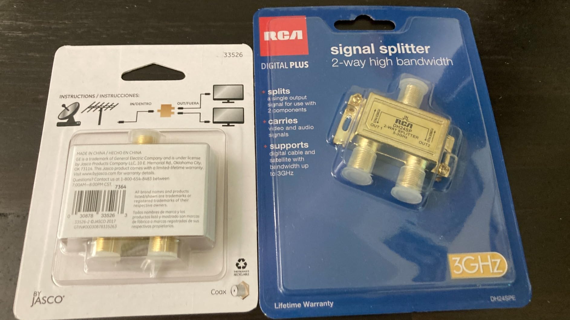 GE Digital 2-Way Coaxial Cable Splitter, 2.5 GHz 5-2500 MHz, RG6 Compatible, Works with HD TV, Satellite, High Speed Internet, Amplifier, Antenna, Gold Plated Connectors, Corrosion Resistant, 33526 customer photo 1