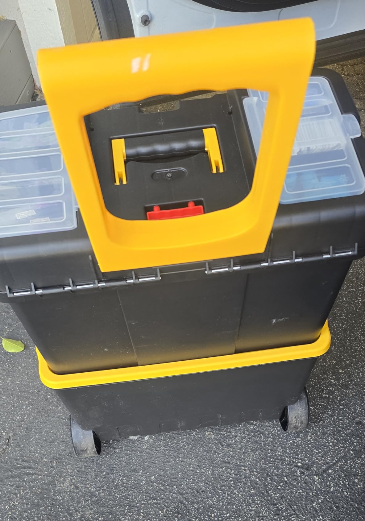 Portable Tool Box with Wheels - Stackable 2-in-1 Tool Chest with Fold-Down Comfort Handles, Tough Latches, and Removable Storage Trays by Stalwart customer photo 1