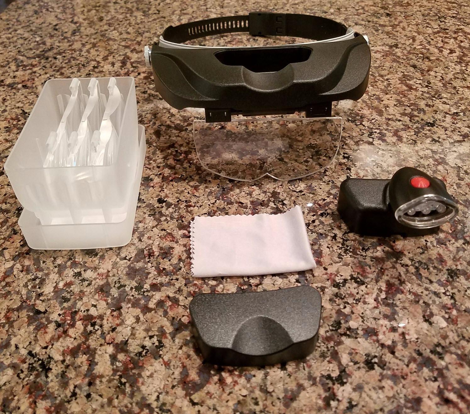 Carson Pro Series MagniVisor Deluxe Head-Worn LED Lighted Magnifier with 4 Different Lenses (1.5x, 2x, 2.5x, 3x) (CP-60) customer photo 1