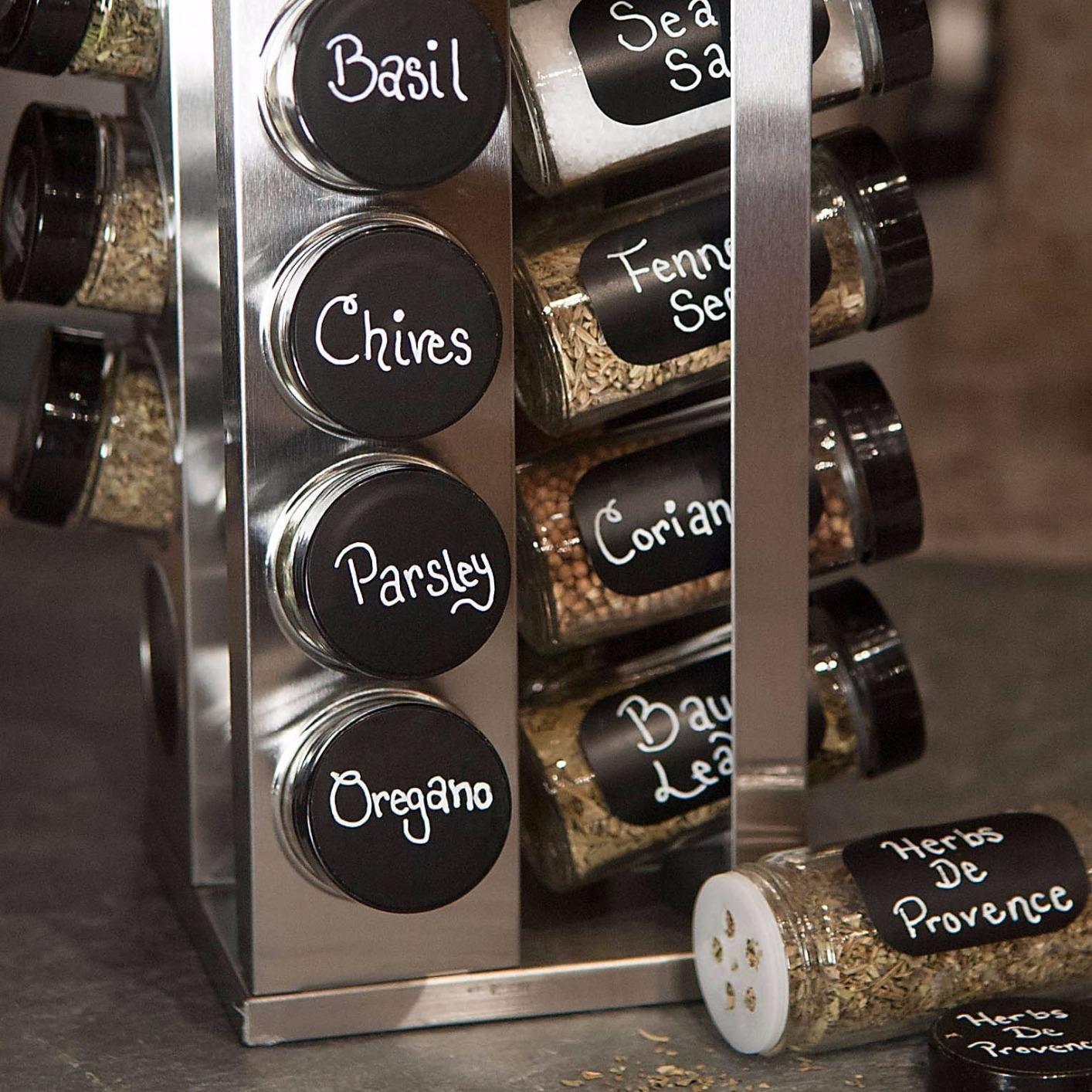 Kamenstein 16 Jar Heritage Revolving Countertop Spice Rack Organizer with Spices Included, FREE Spice Refills for 5 years, Brushed Stainless Steel with Black Caps customer photo 1