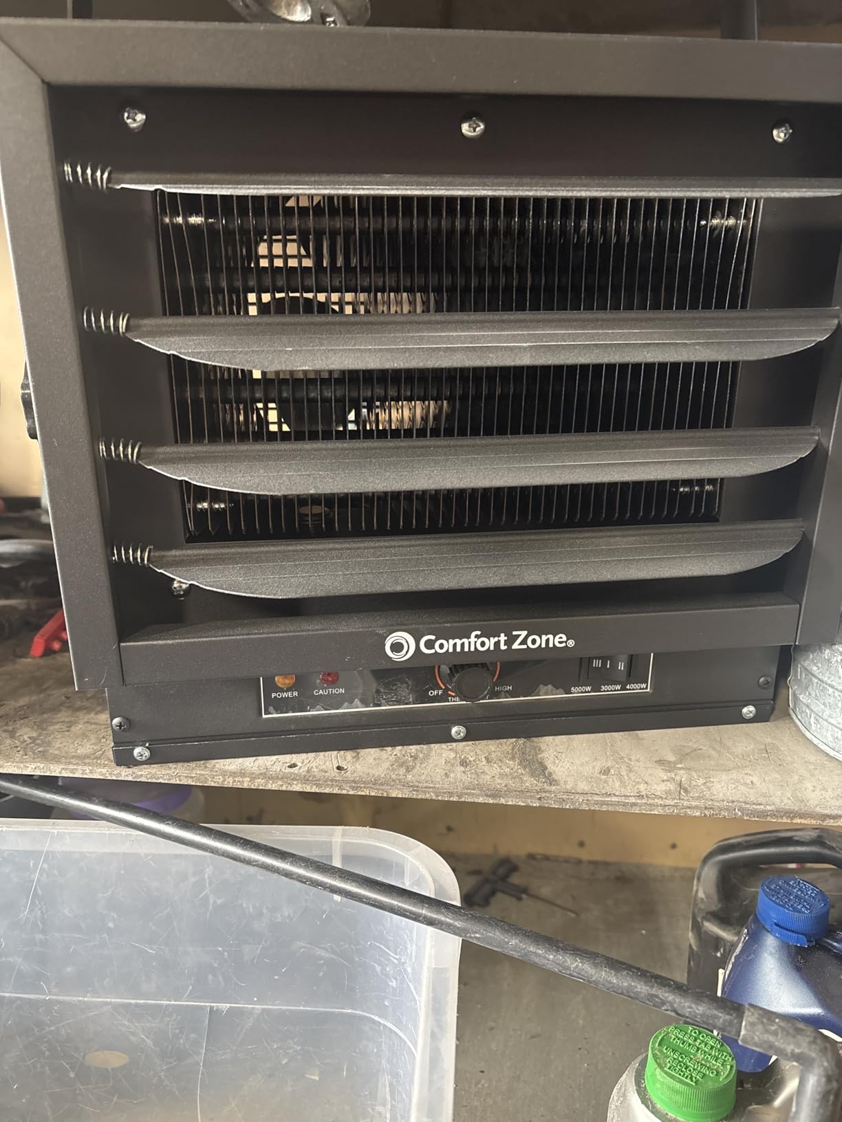 Comfort Zone Hard-Wired Ceiling Mount Garage Electric Space Heater, Fan-Forced, 5,000 watt, 240 volt, Overheat Protection, Thermal Cut-Out Switch, Ideal for Workshop & Garage, ETL Compliant, CZ220 customer photo 1